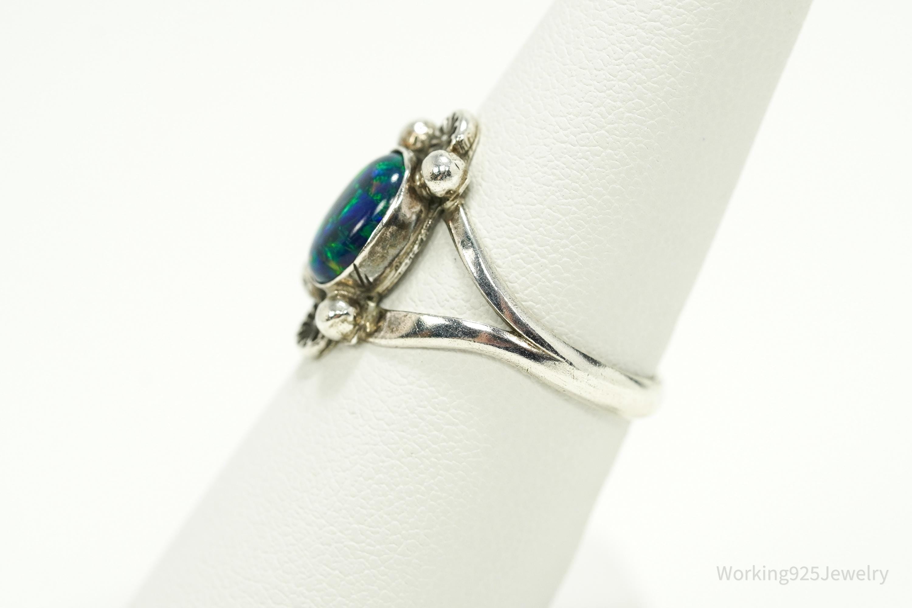 Vintage Native American Opal Sterling Silver Ring - Size 6.75