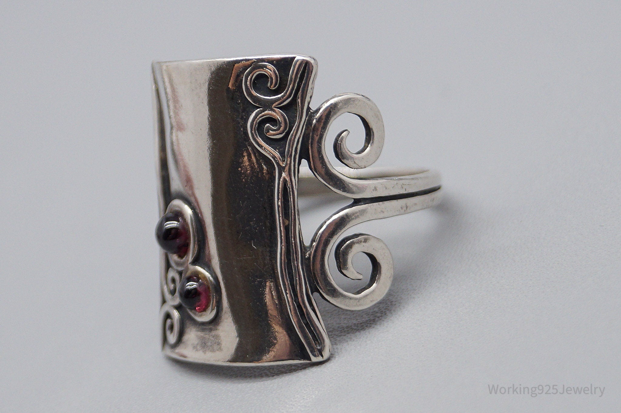 Vintage Israel Designer AS Rhodolite Garnet Sterling Silver Ring - Size 9.25