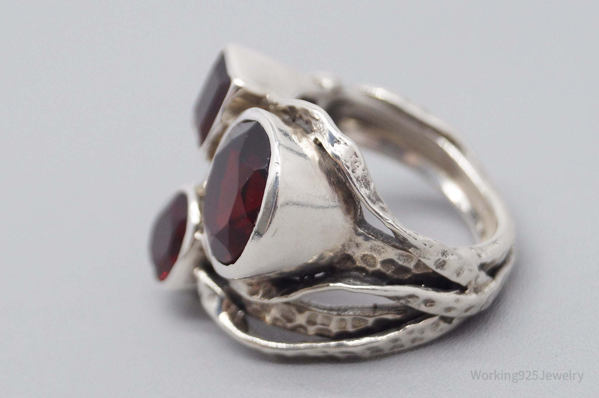 Vintage Faux Garnets Sterling Silver Ring - Size 6