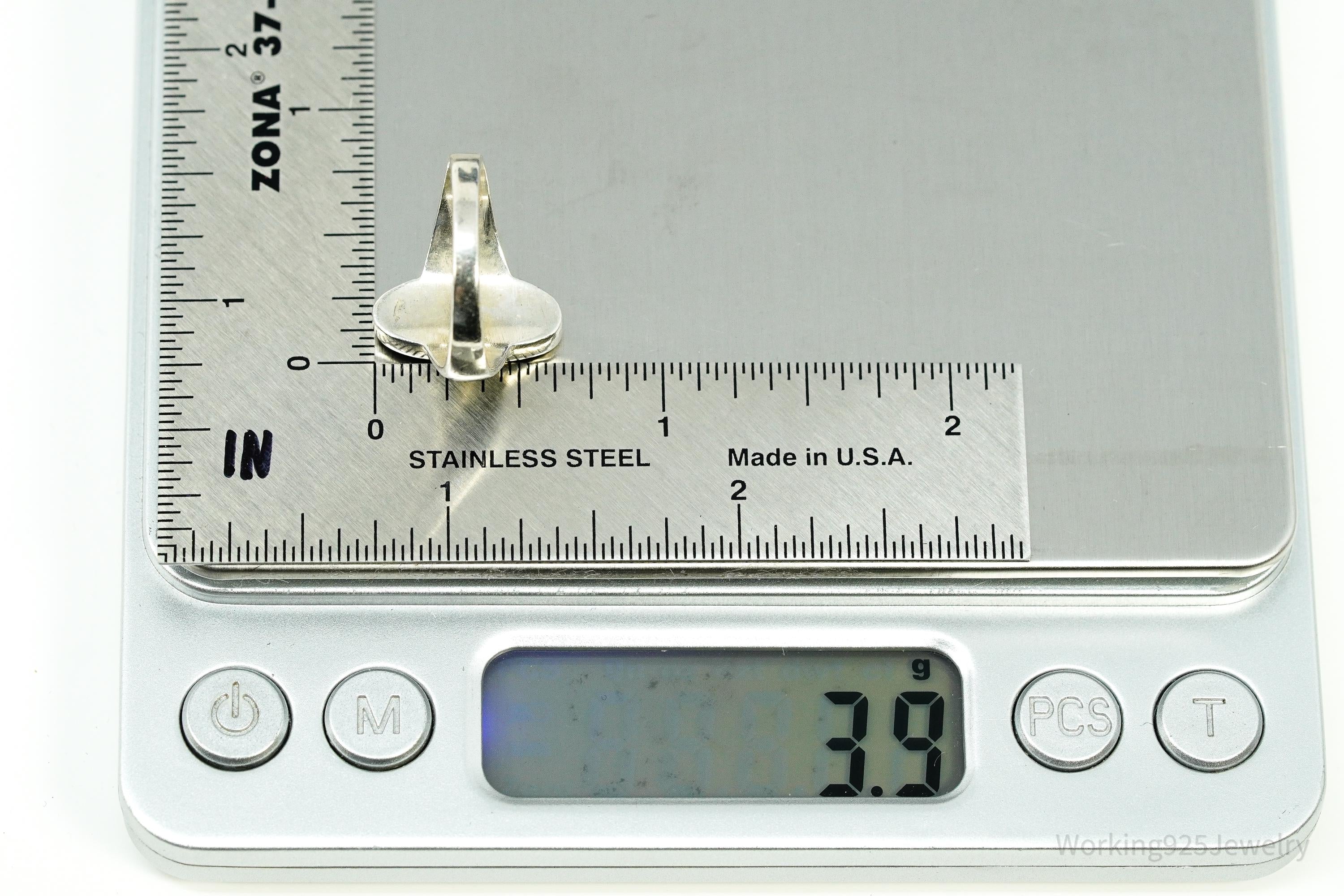 Vintage Black Onyx Sterling Silver Ring - Size 7.25