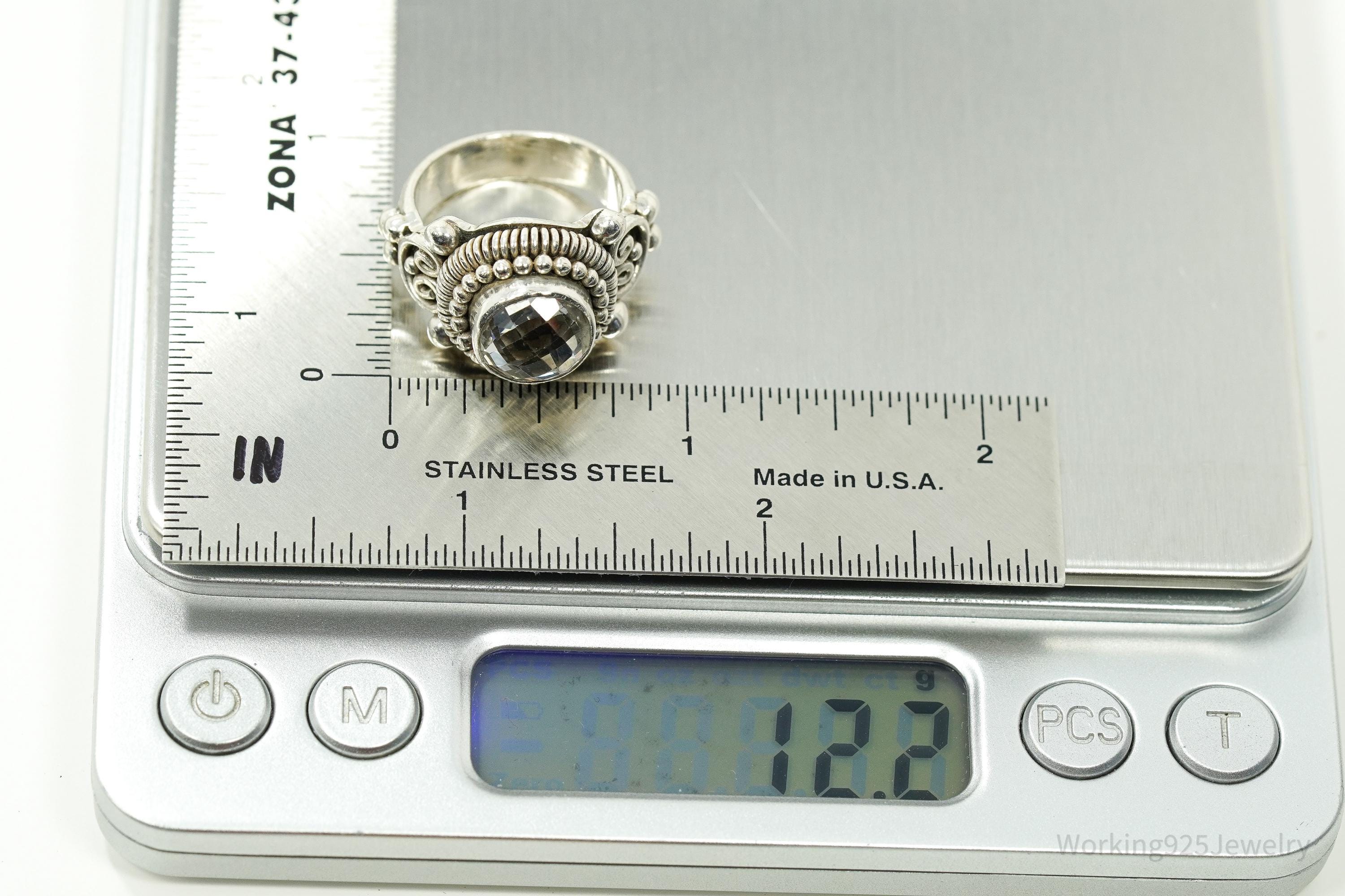 Vintage BA Suarti Crystal Sterling Silver Ring Size 7.25