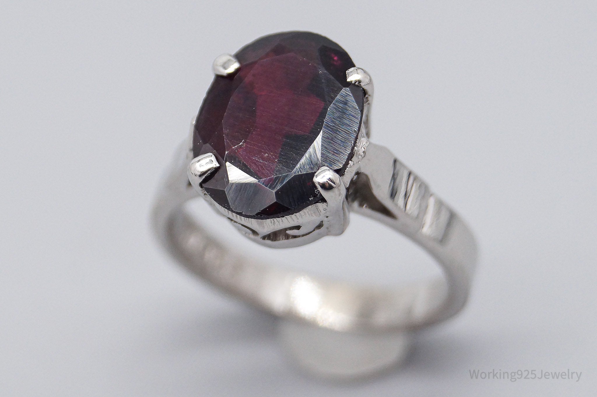 Vintage Rhodolite Garnet Sterling Silver Ring - Size 5.75