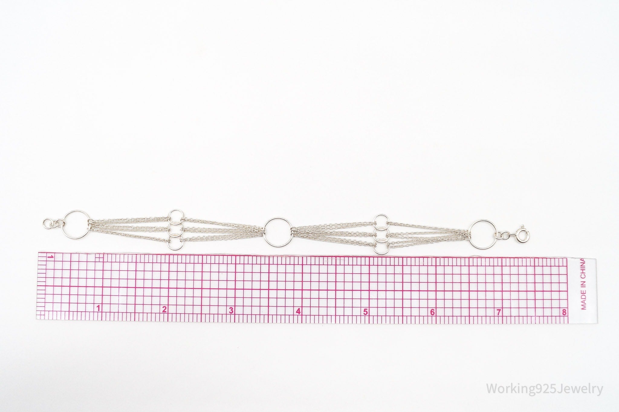 Vintage Geometric Circles Sterling Silver Bracelet