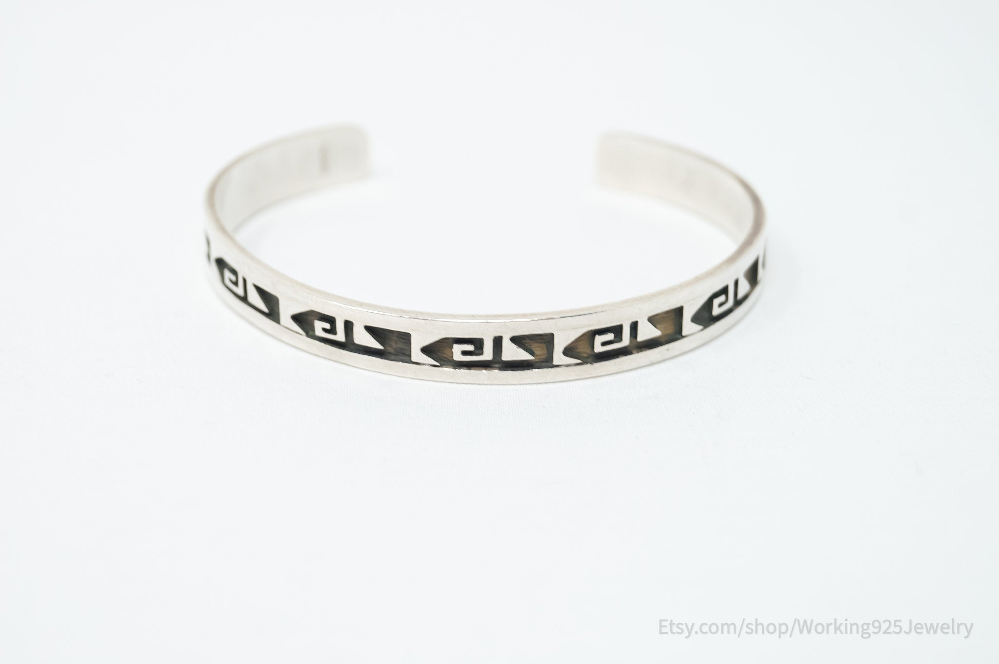 Vintage Native American Clement Honie Stamped Sterling Silver Cuff Bracelet