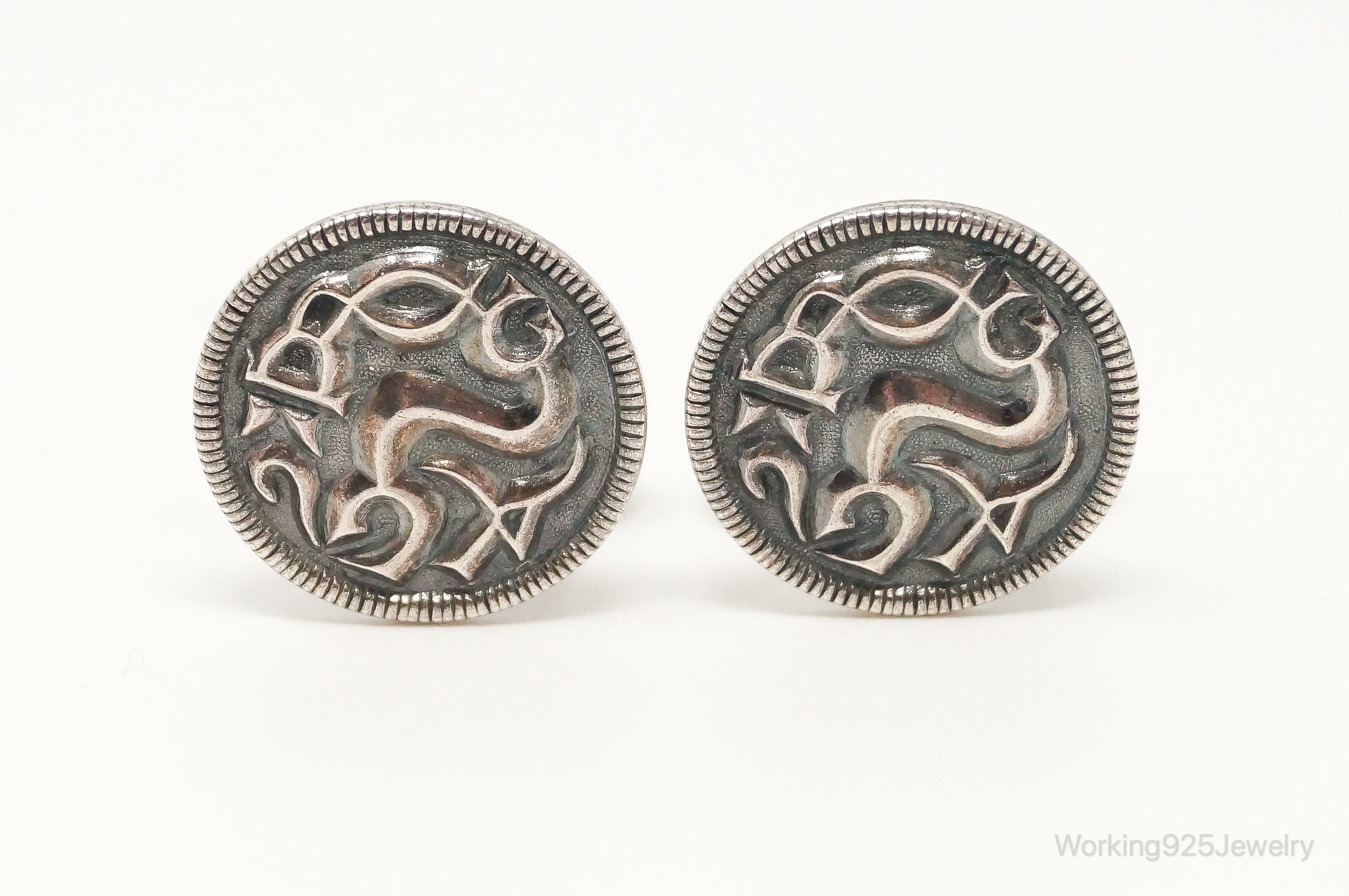 Vintage Norway Modernist David Andersen Viking Saga Sterling Silver Cufflinks