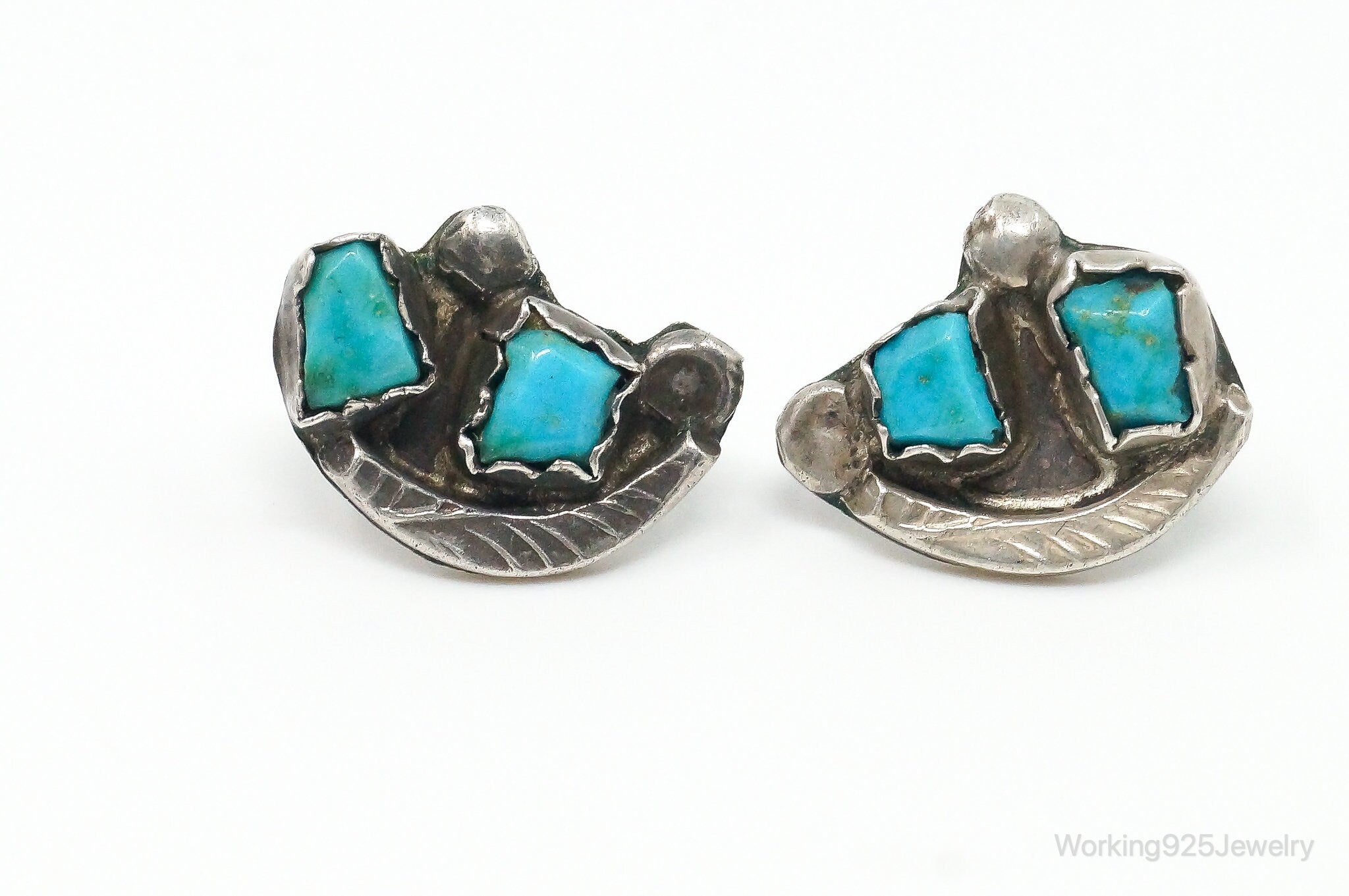 Vintage Native American Turquoise Sterling Silver Earrings