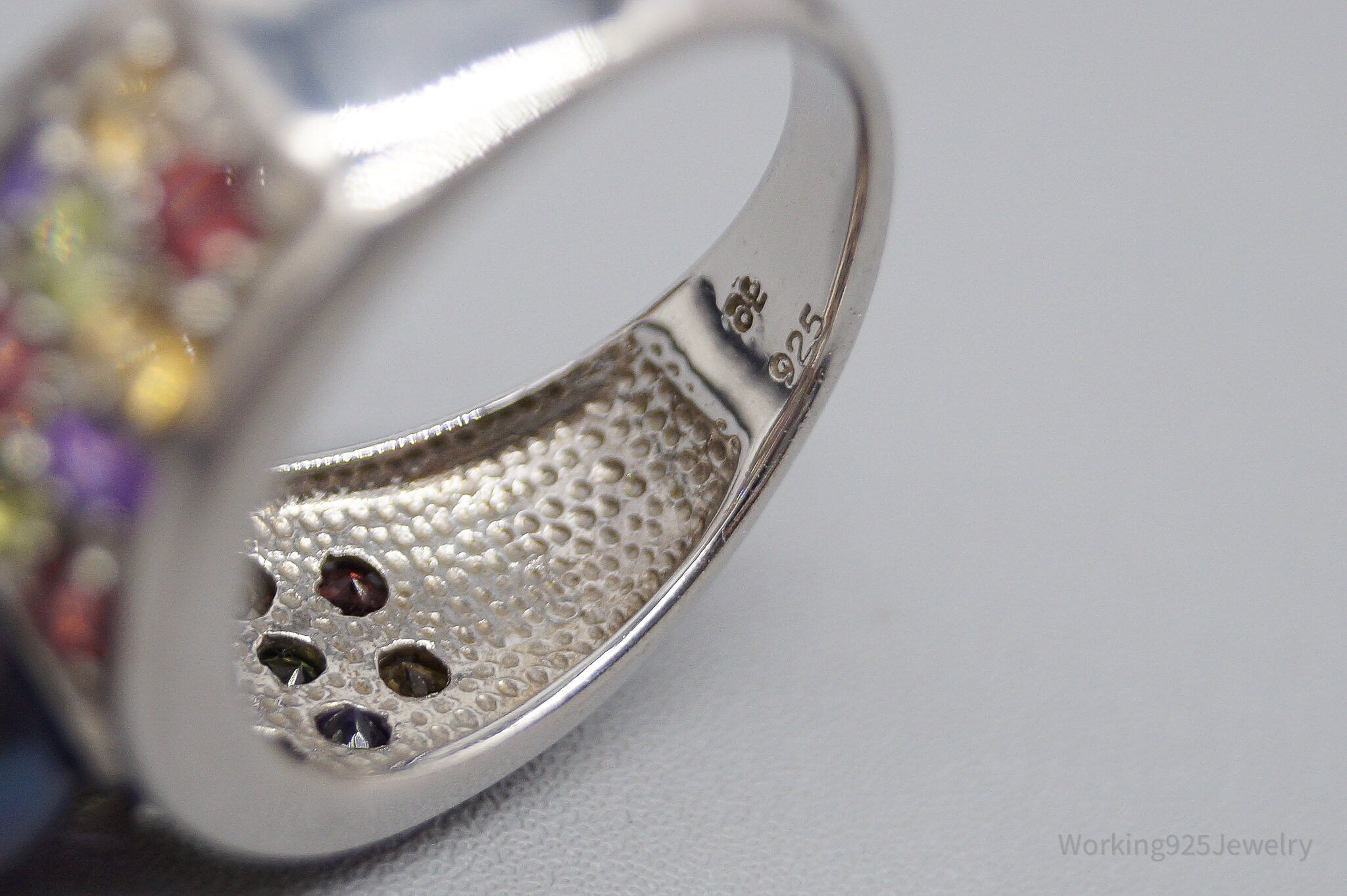 Vintage Designer Pearl & Multi Gem Sterling Silver Ring - Size 8