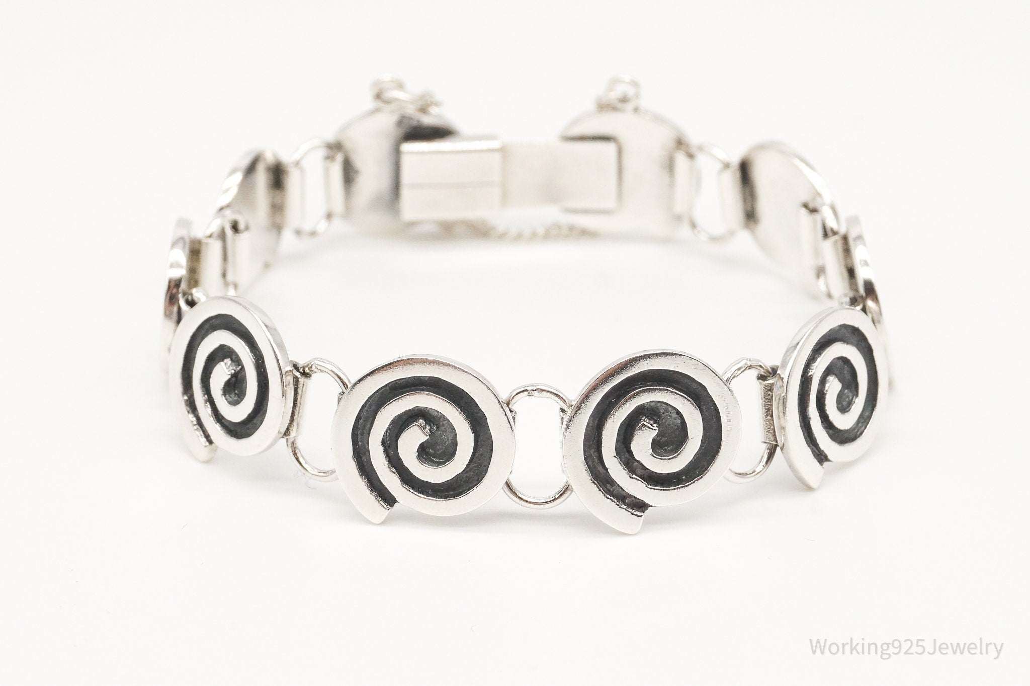 Vintage Modernist Spirals Sterling Silver Bracelet