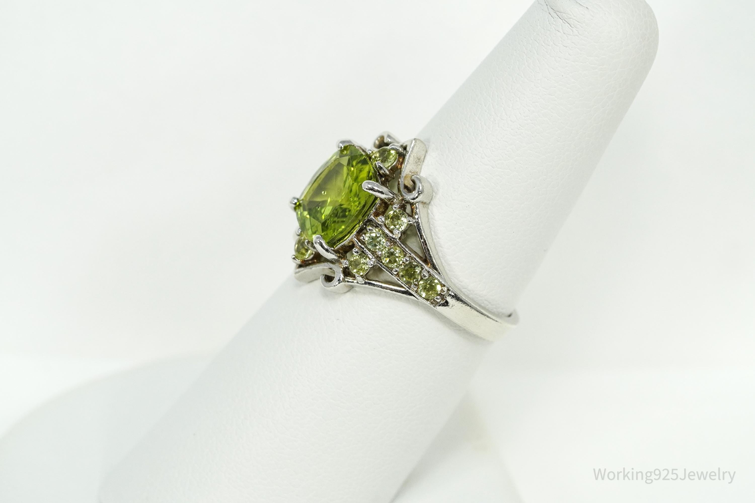 Vintage DK Peridot Sterling Silver Ring - Size 6.75