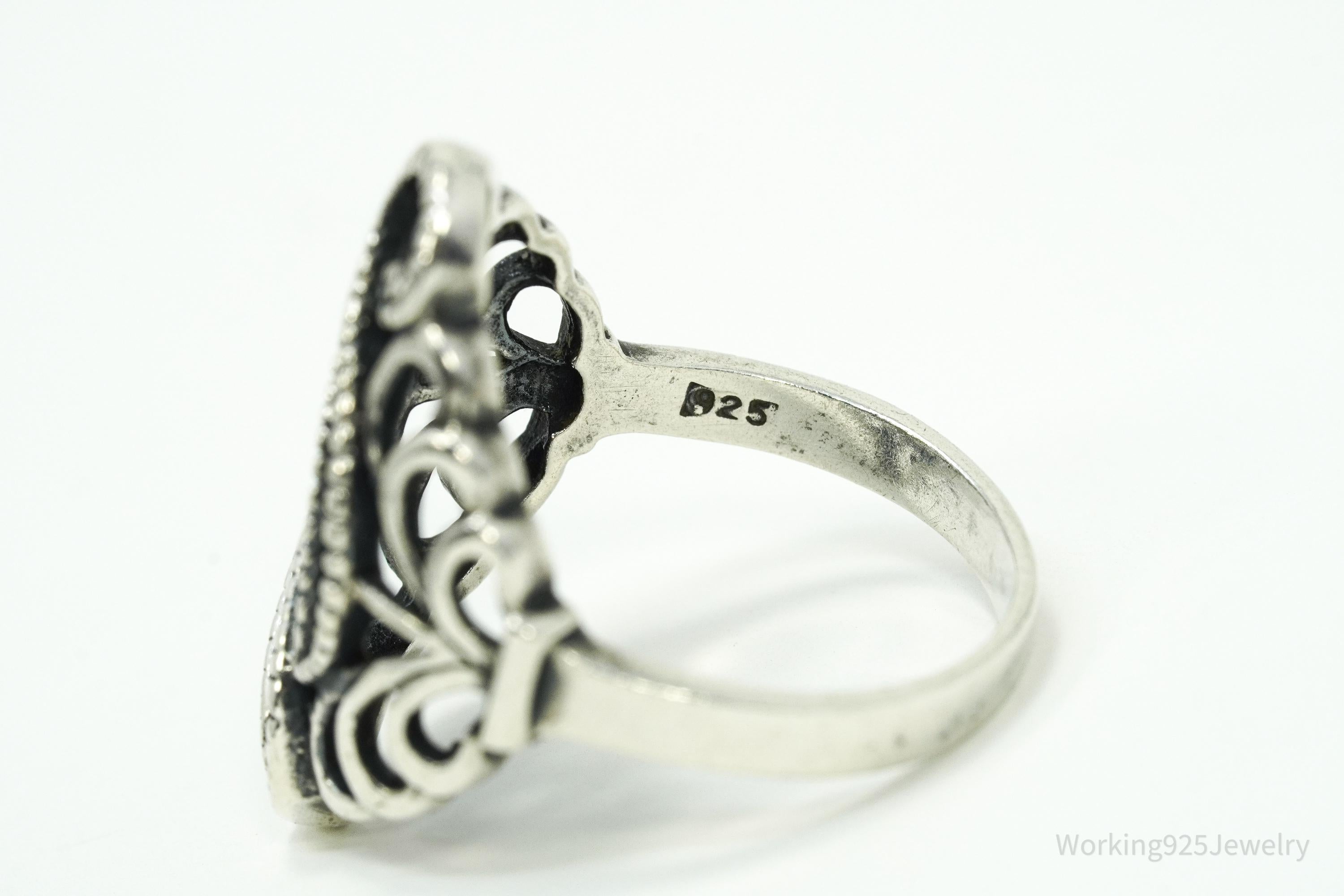 Vintage Filigree Sterling Silver Ring - Size 5.75