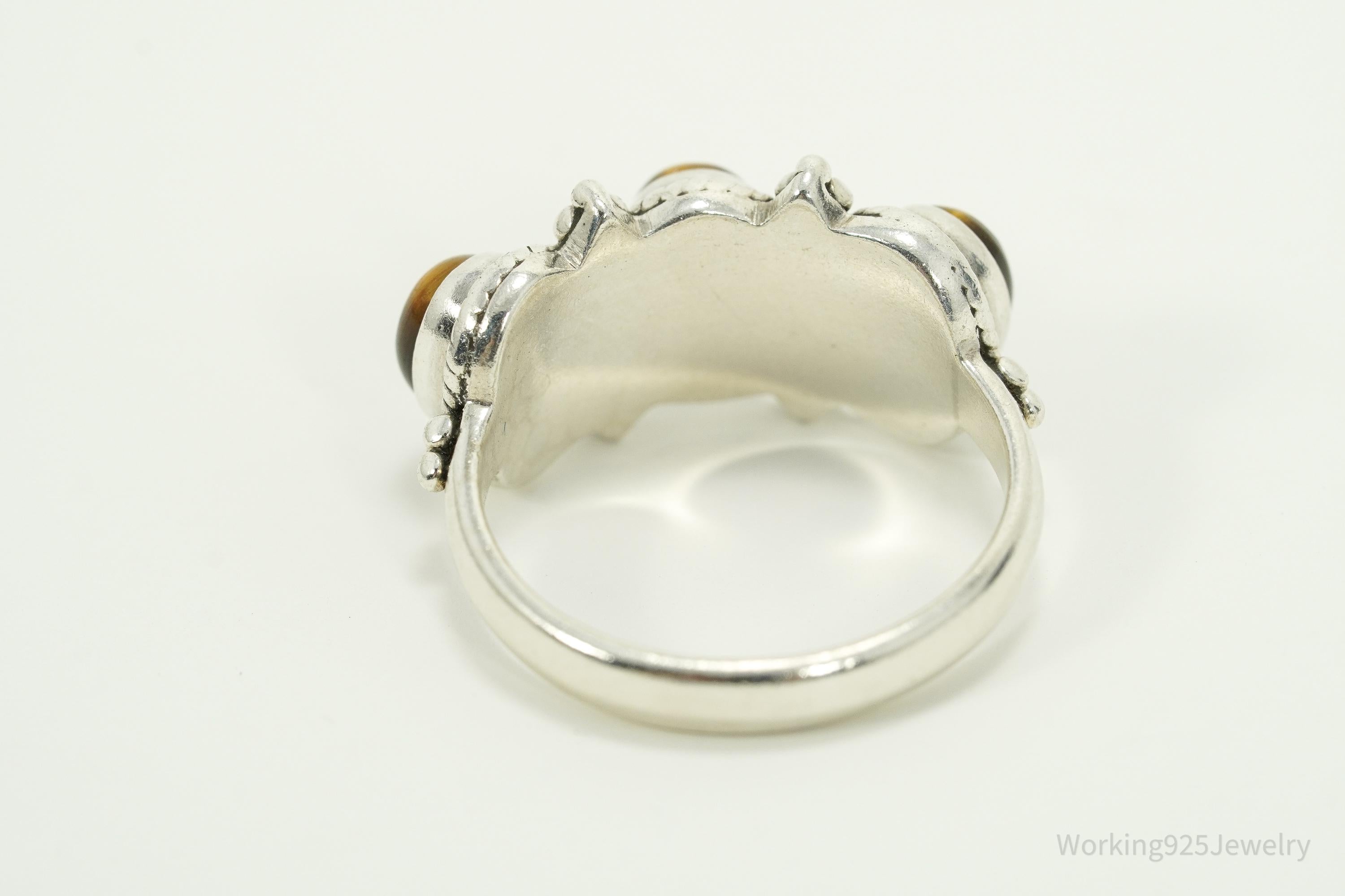 Vintage Designer Doug Paulus Tigers Eye Sterling Silver Ring - Size 8.25