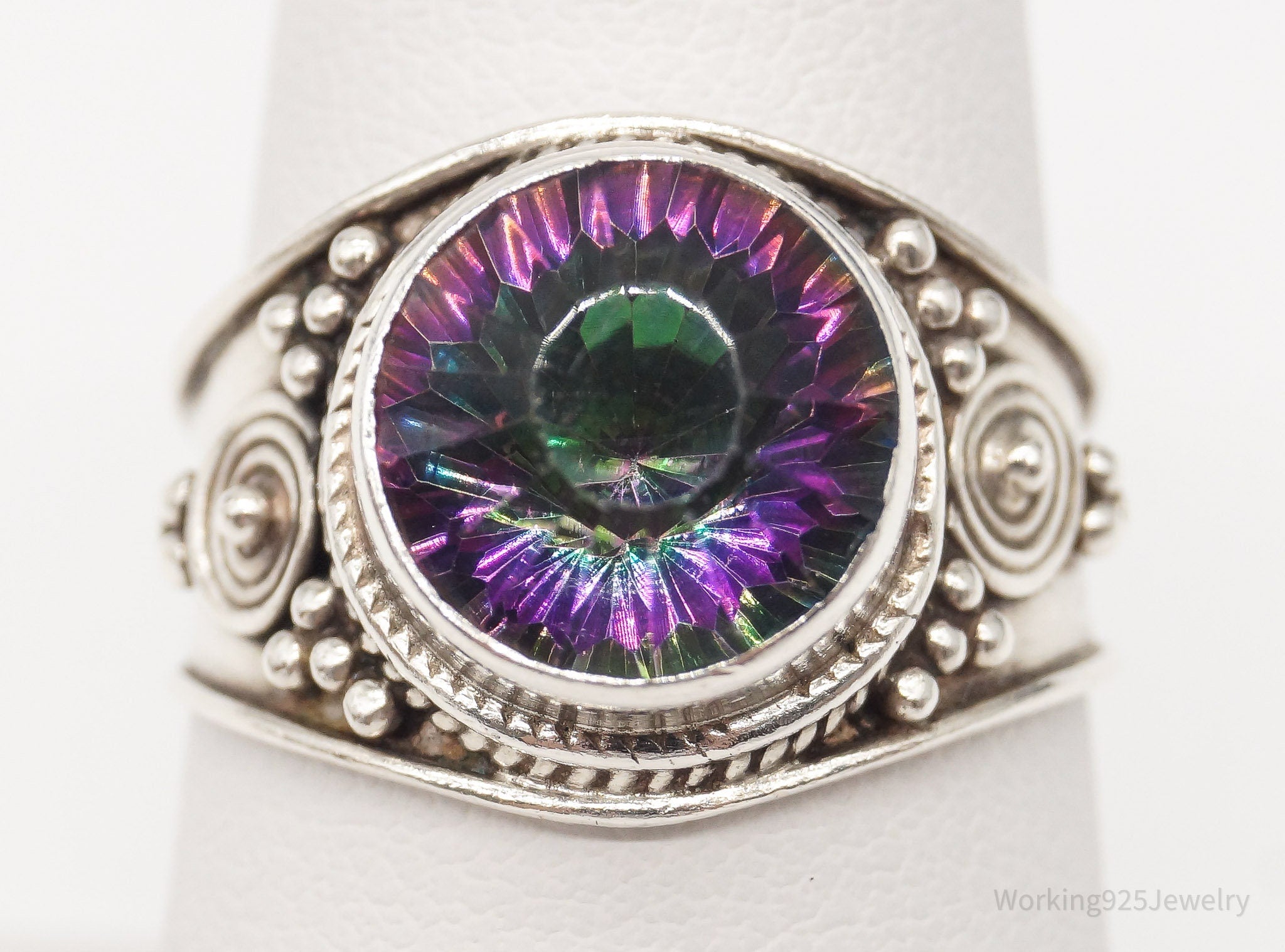 Vintage Mystic Topaz Sterling Silver Ring - Size 8