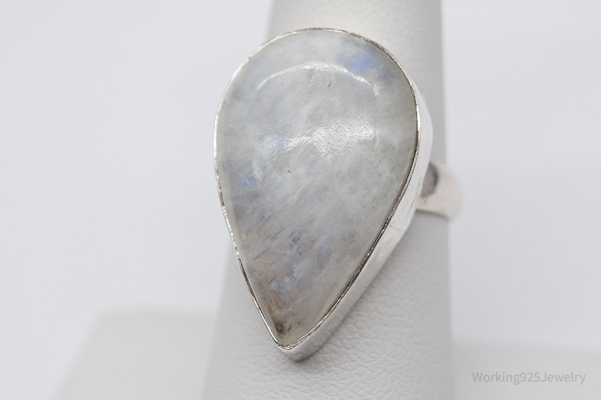 Vintage Large Moonstone Sterling Silver Ring - Size 7