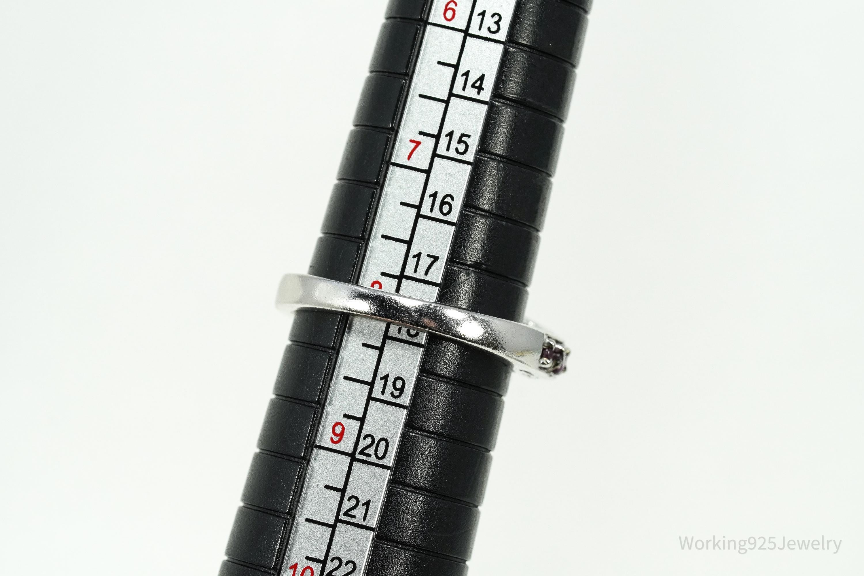 Rhodolite Garnet & Green Chrome Diopside Sterling Silver Ring - Size 8