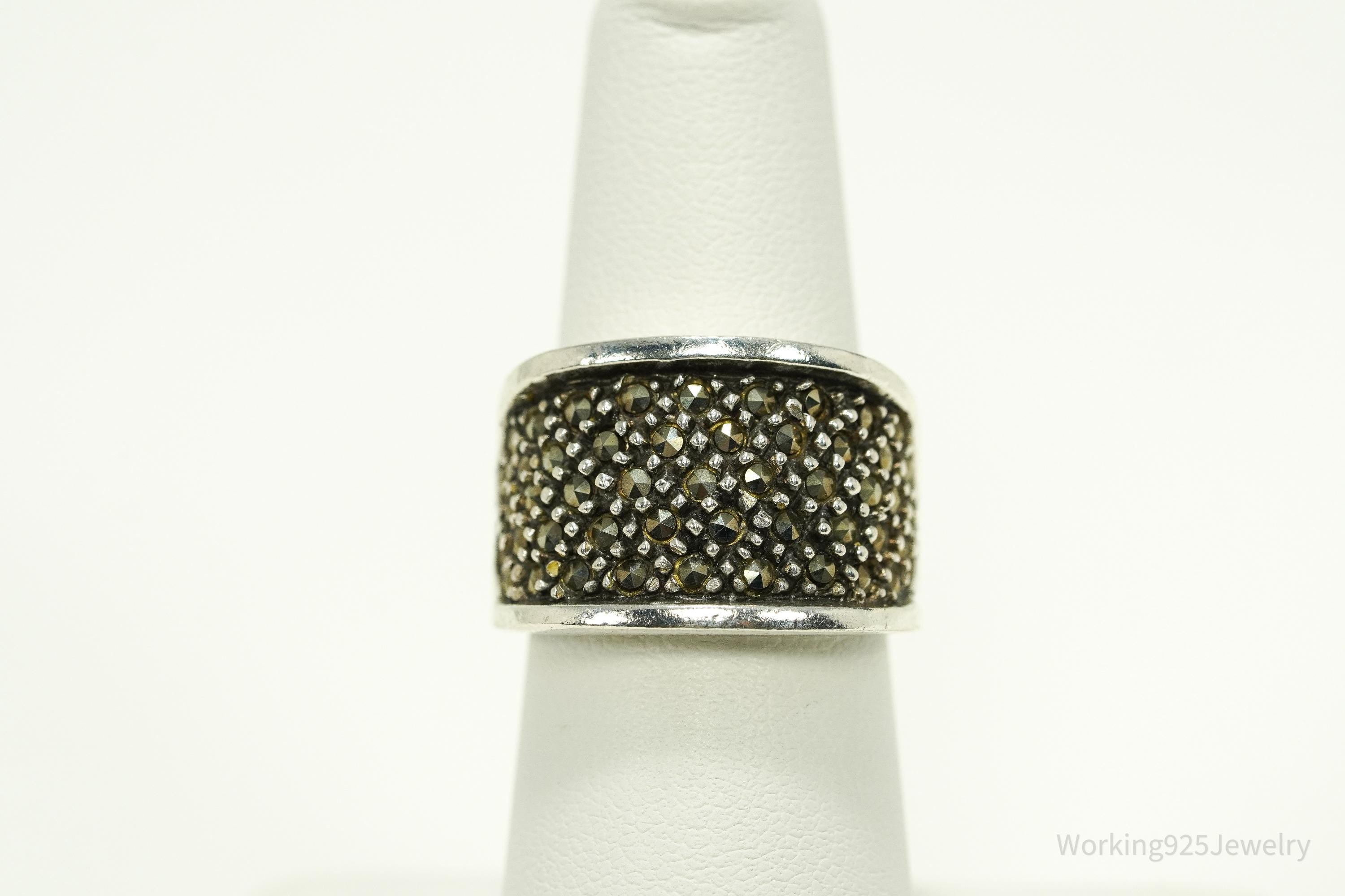 Vintage Marcasite Sterling Silver Ring Size 7
