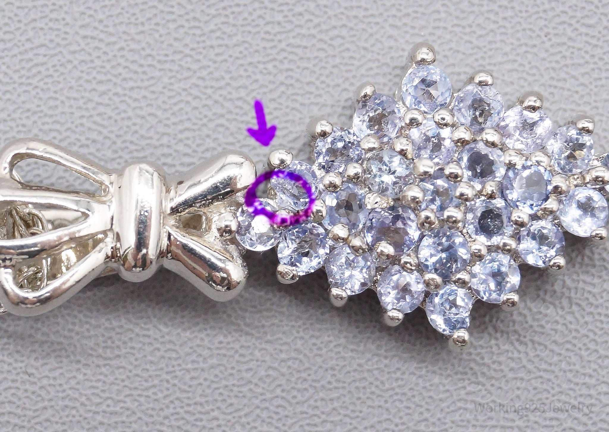 Vintage Tanzanite Sterling Silver Necklace 16"