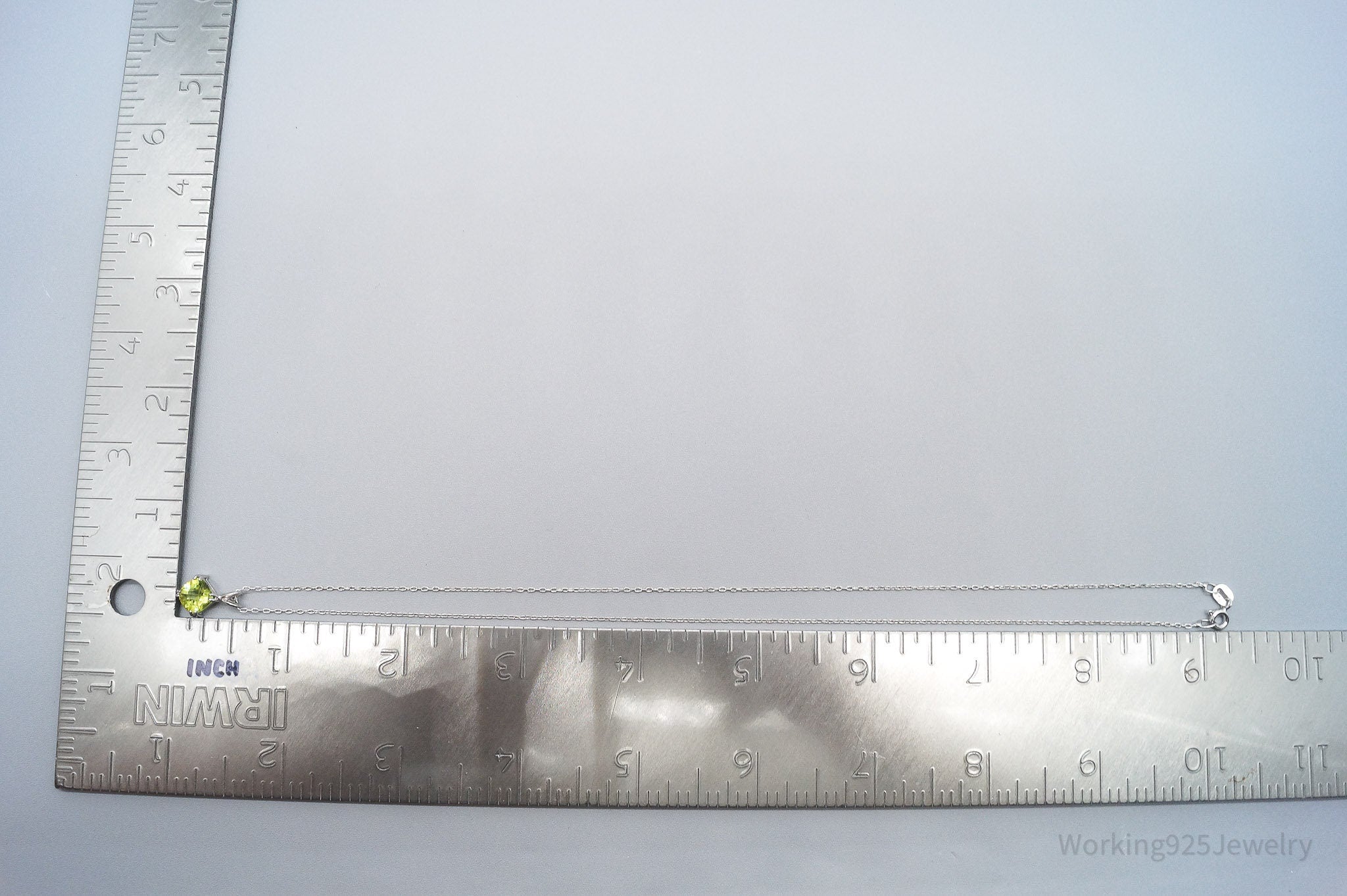 Vintage Peridot Sterling Silver Necklace - 18"