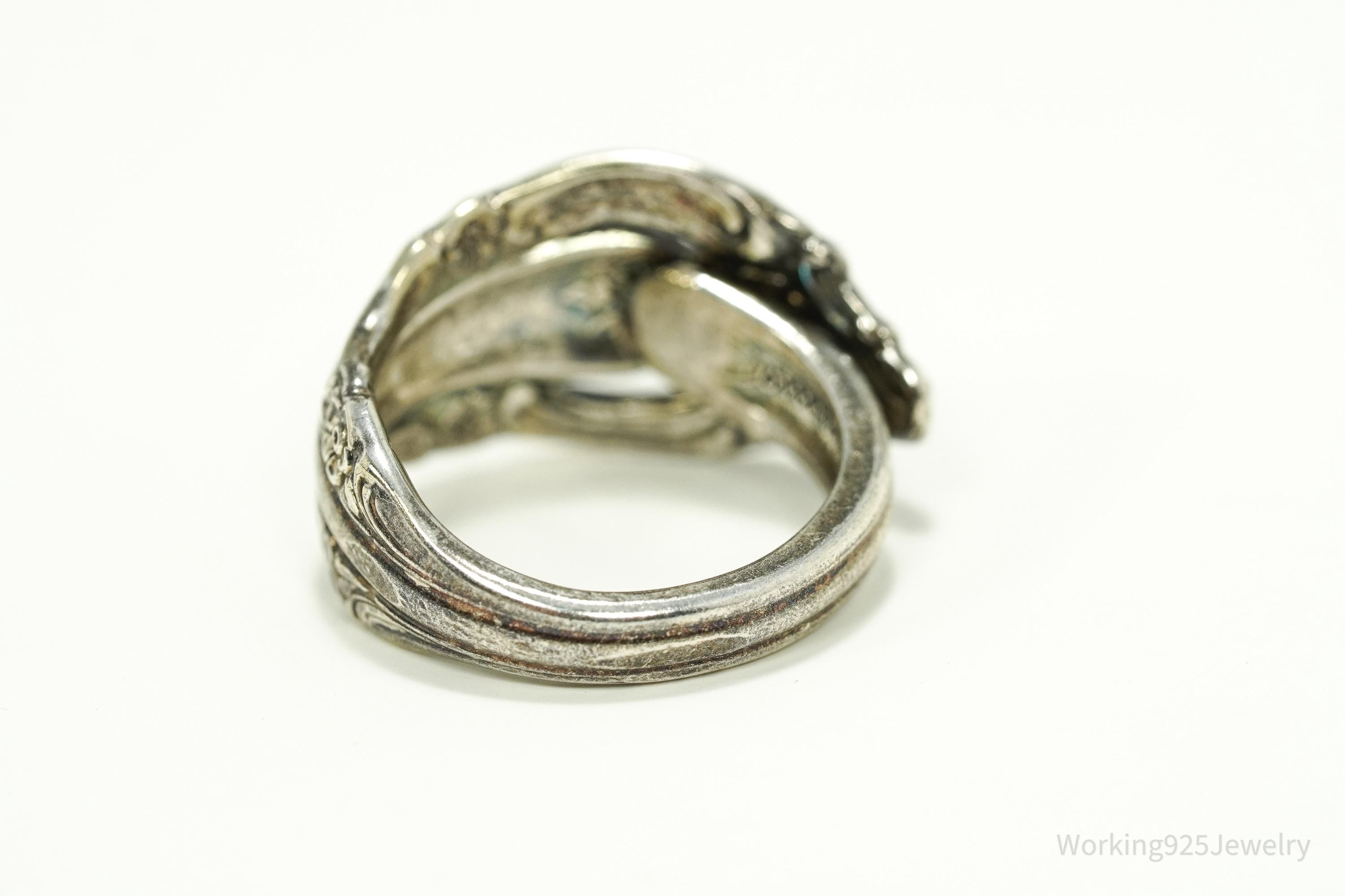 Antique Oneida "Community" Sterling Silver Floral Pattern Spoon Ring - Size 5.5