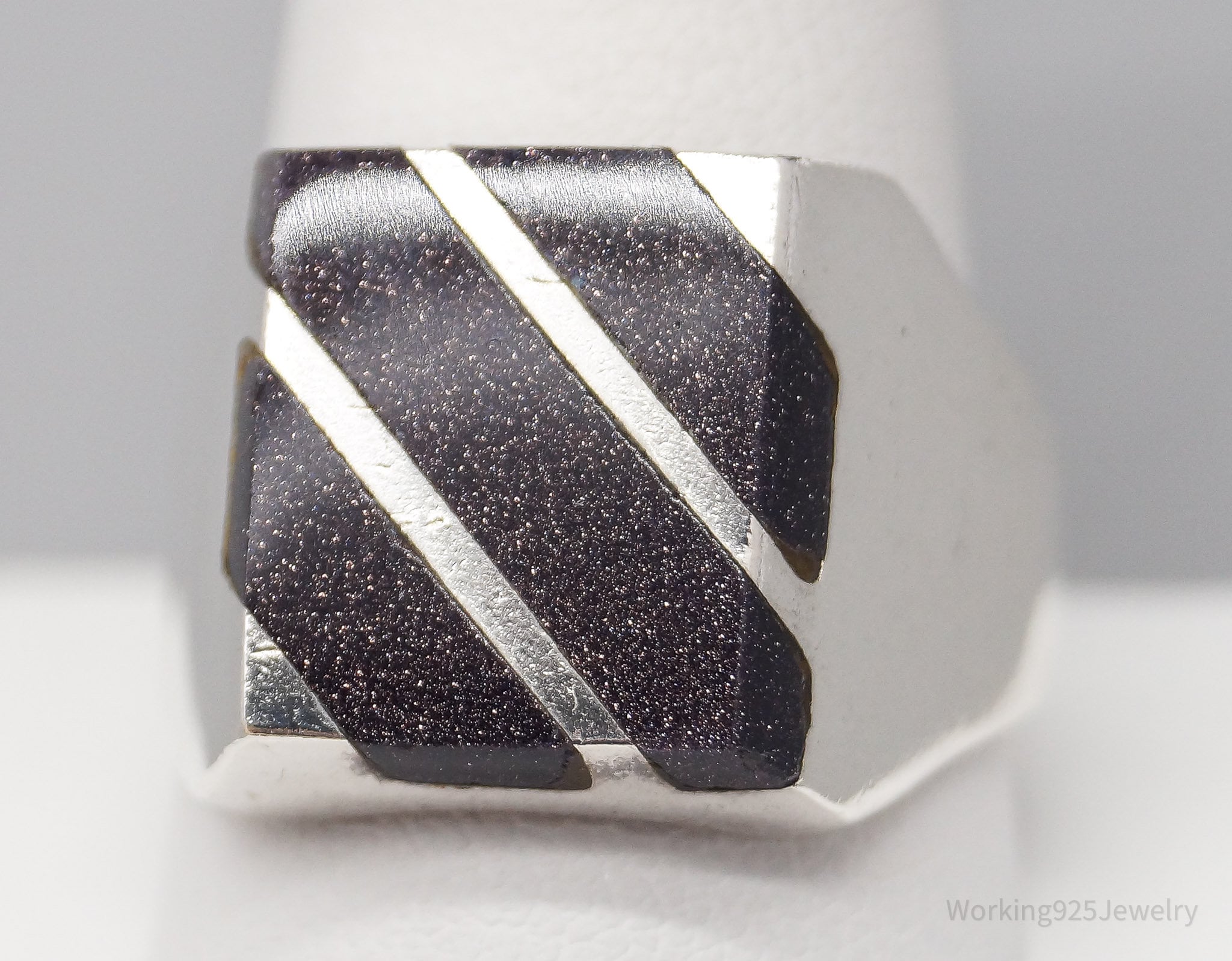 Vintage Mexico Purple Goldstone Sterling Silver Ring - Size 11.5