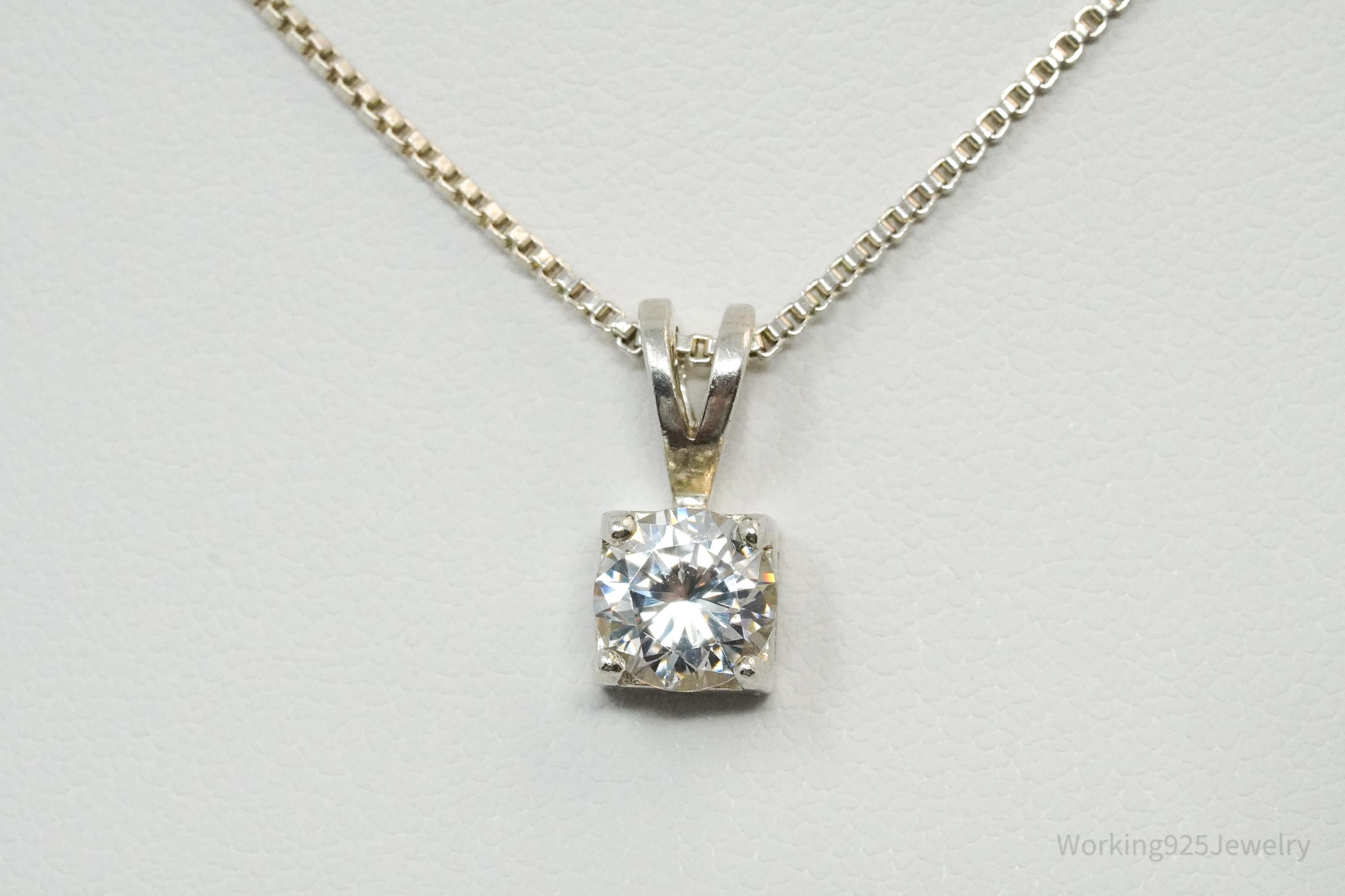 Vintage Diamonique Cubic Zirconia Sterling Silver Necklace 18"