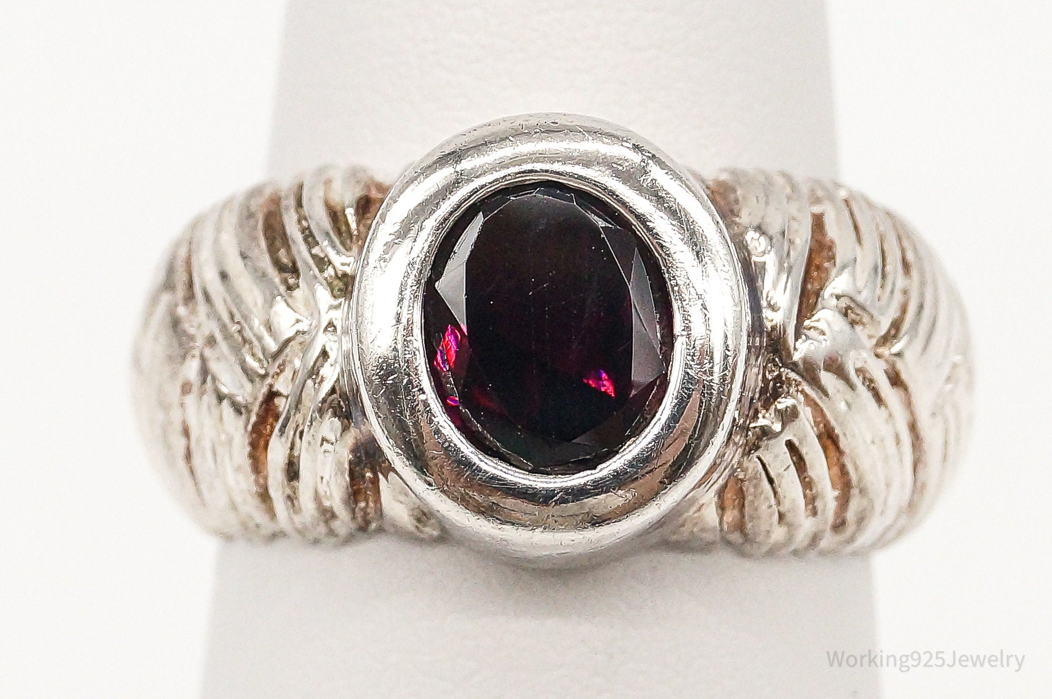 Vintage Rhodolite Garnet Sterling Silver Ring Size 6.25