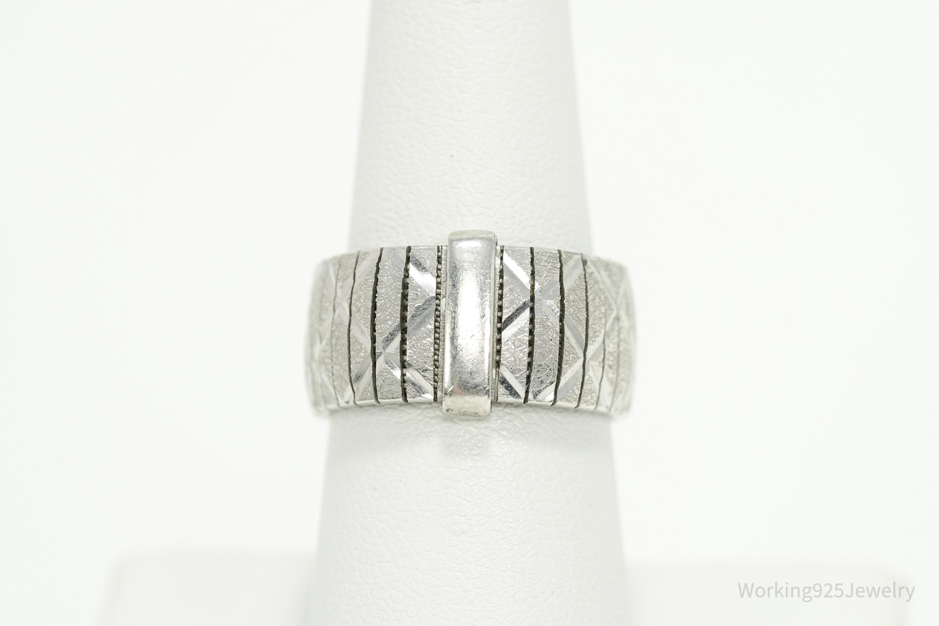 Vintage Italian REEB Sterling Silver Band Ring - Size 8.75