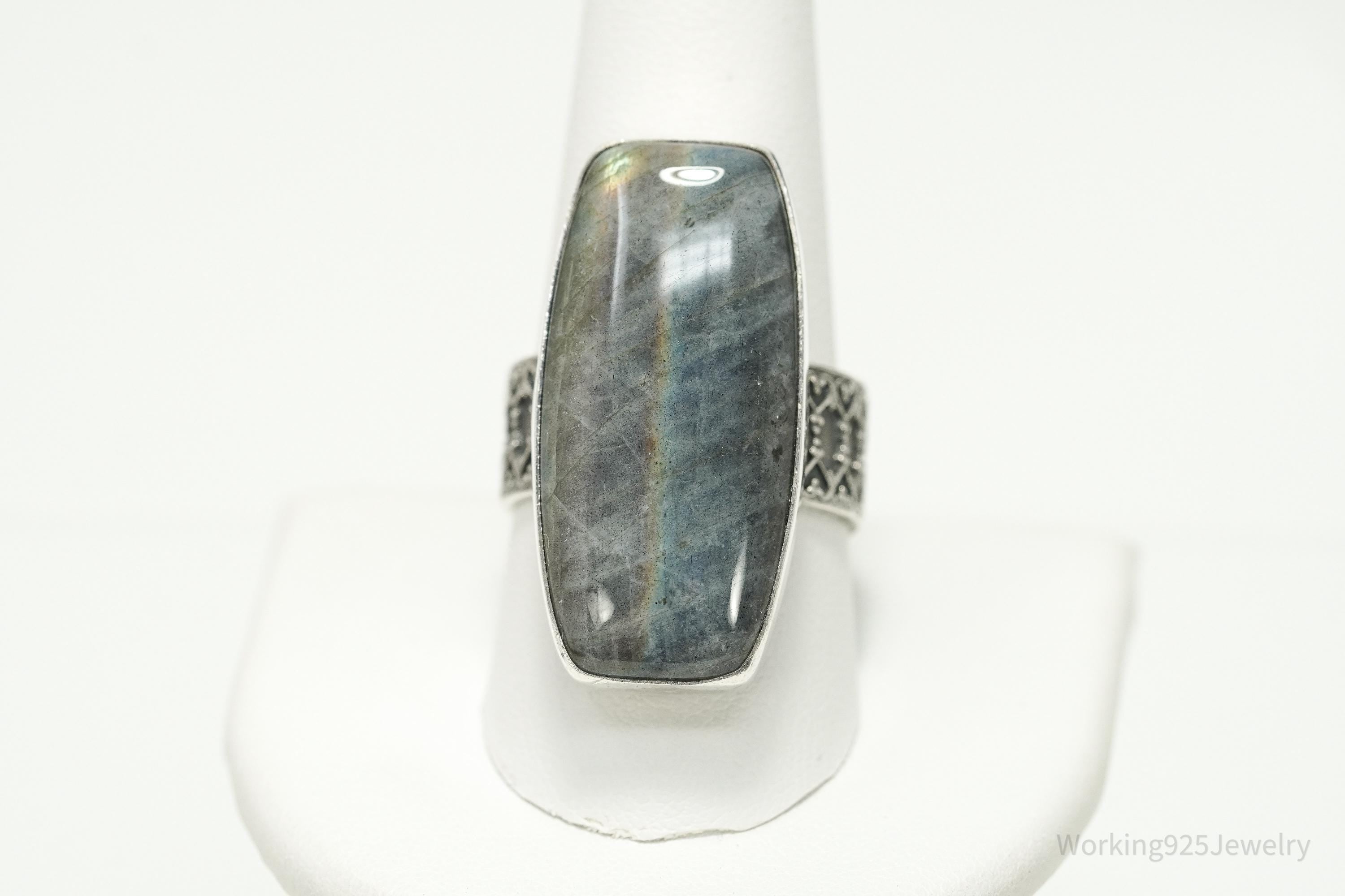 Jay King Desert Rose Labradorite Rainbow Flash Sterling Silver Ring - Size 10