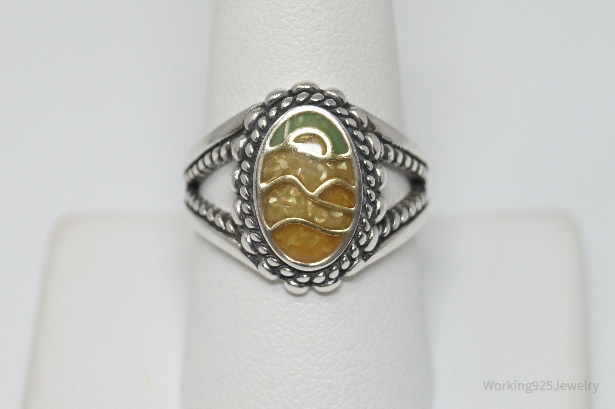 Vtg Designer Carolyn Pollack Relios Mountain Scene Sterling Silver Ring - Sz 9