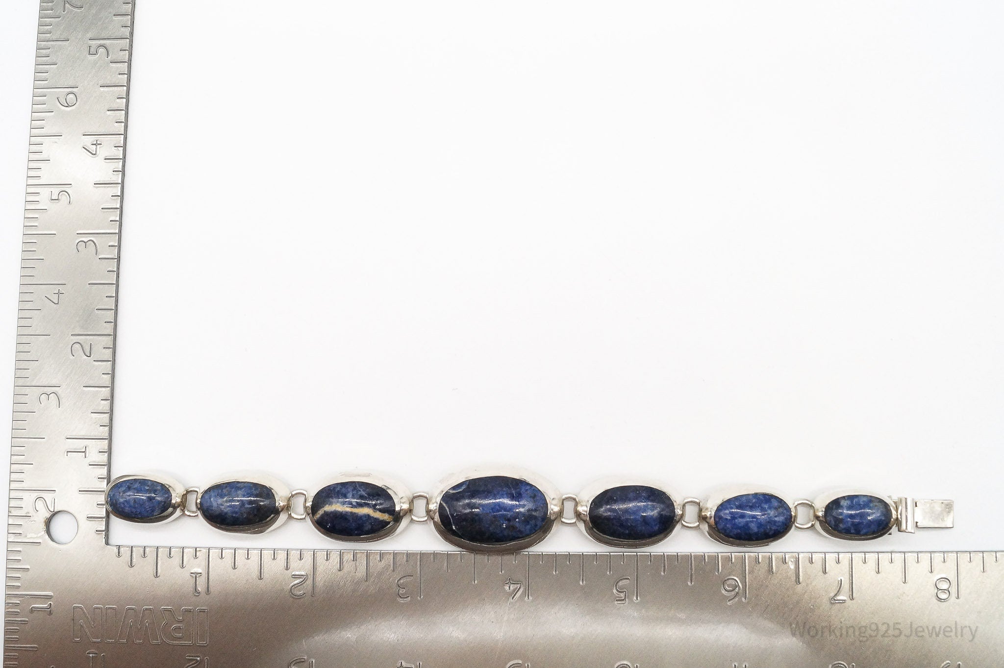 Vintage Taxco Mexico Sodalite Modernist Style Sterling Silver Bracelet