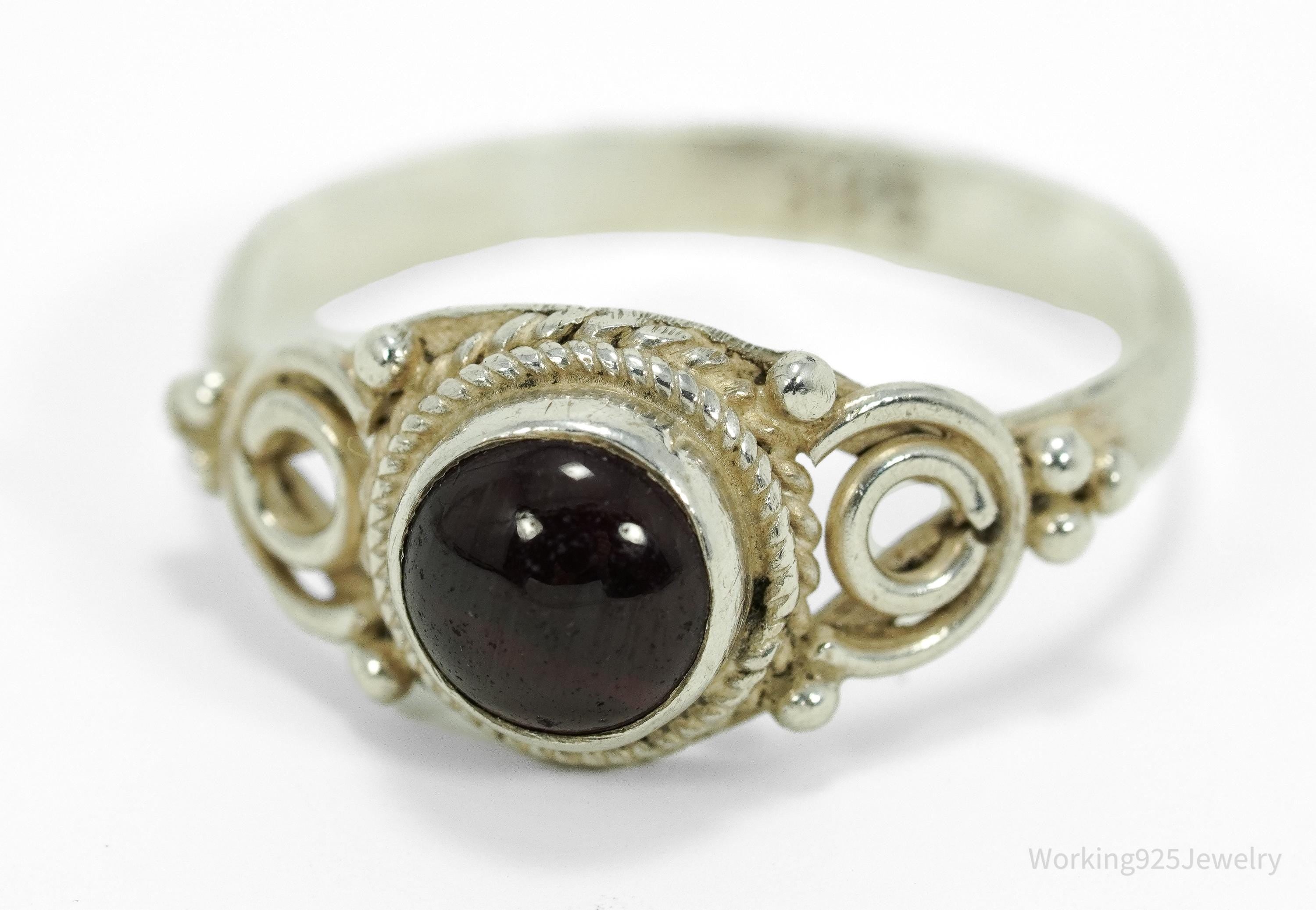 Vintage Rhodolite Garnet Sterling Silver Ring Size 7.25