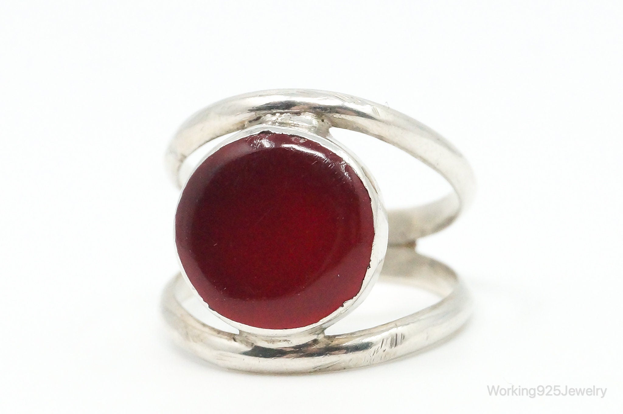 Vintage Mexico Carnelian Sterling Silver Ring - Size 6.75