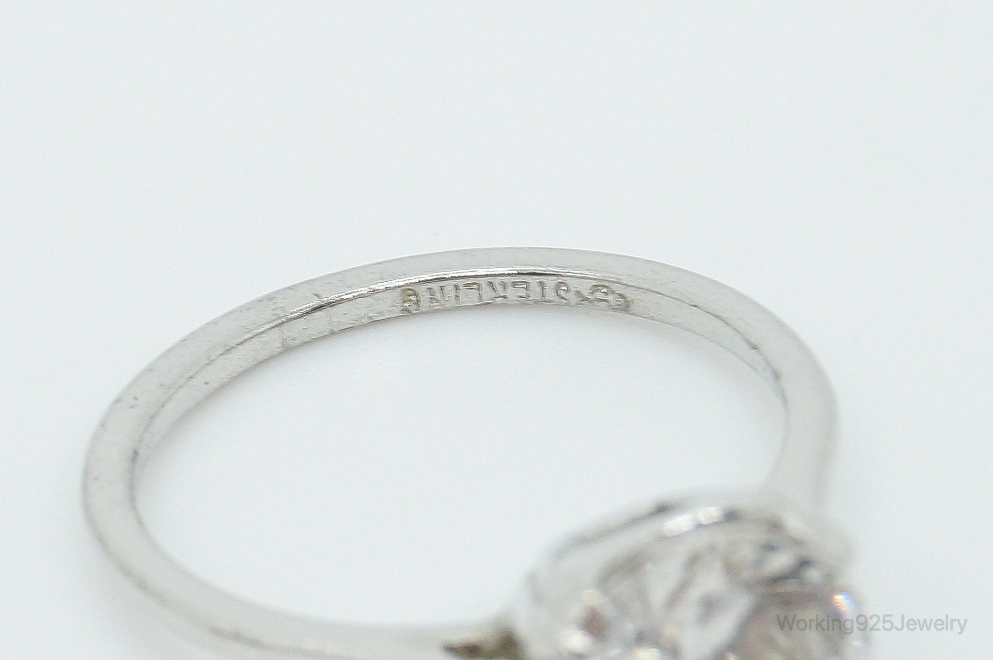 Vintage Cubic Zirconia Sterling Silver Ring - Size 10