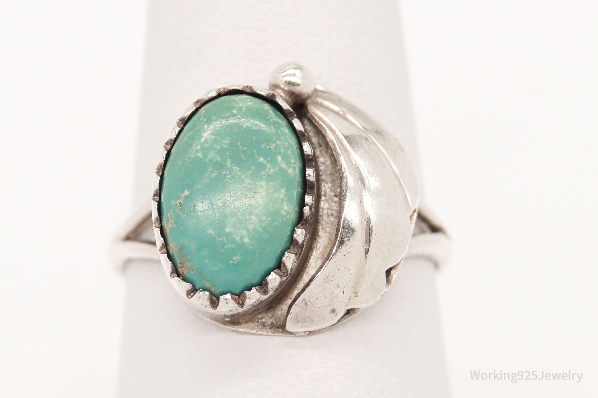 Vintage Native American Turquoise Sterling Silver Ring - Size 7