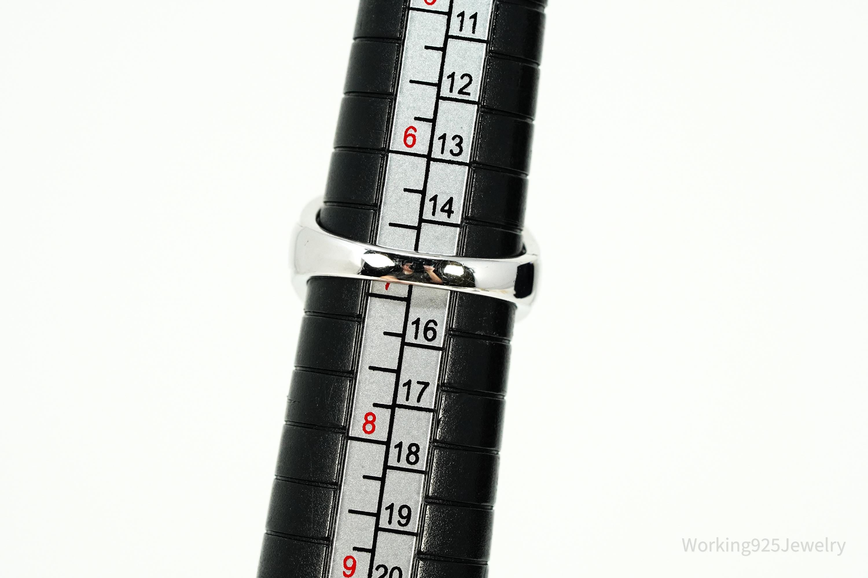 Vintage Blue & White Sapphire Sterling Silver Ring - Size 6.75