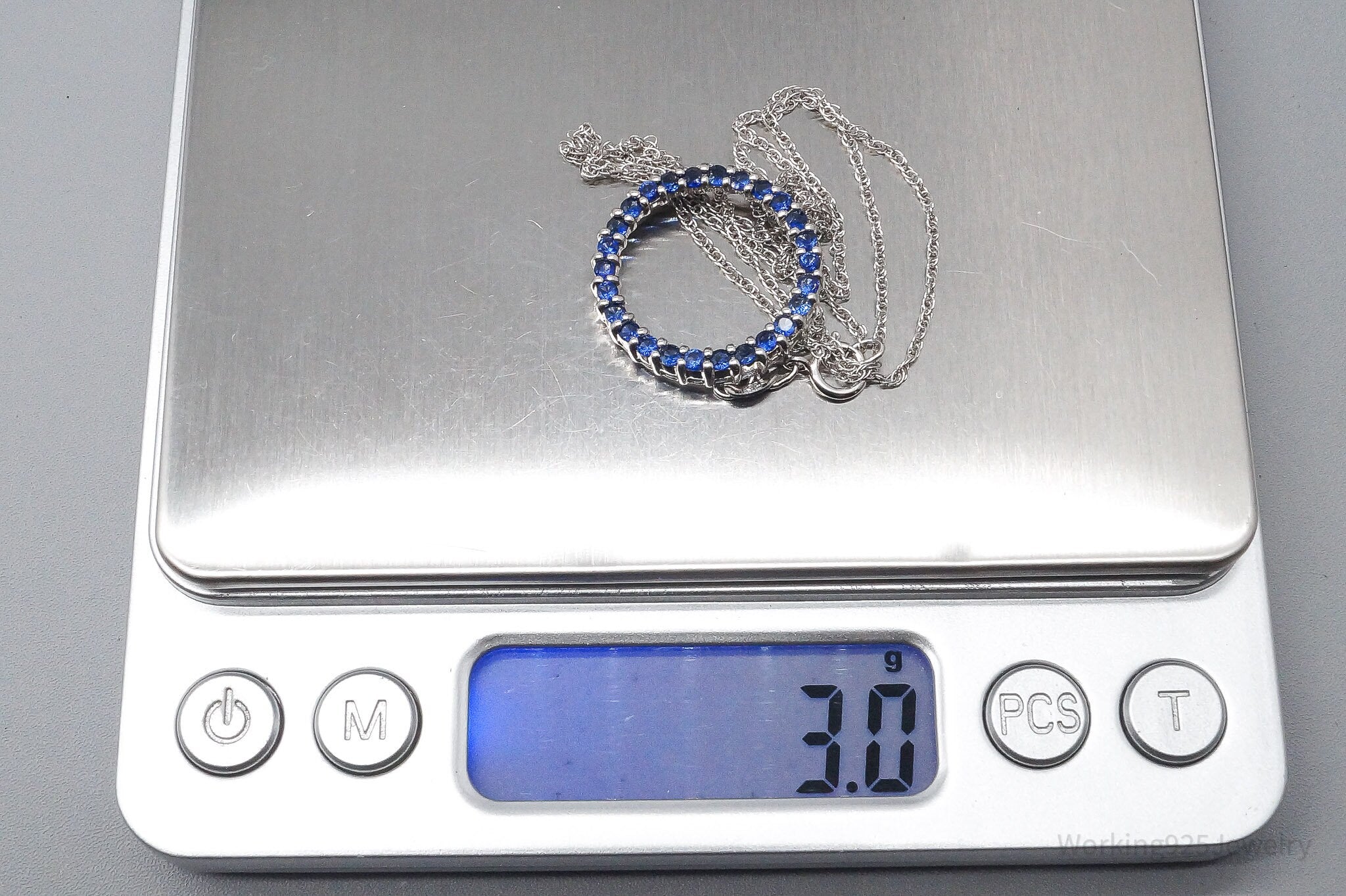 Vintage Sapphire Sterling Silver Necklace 18"