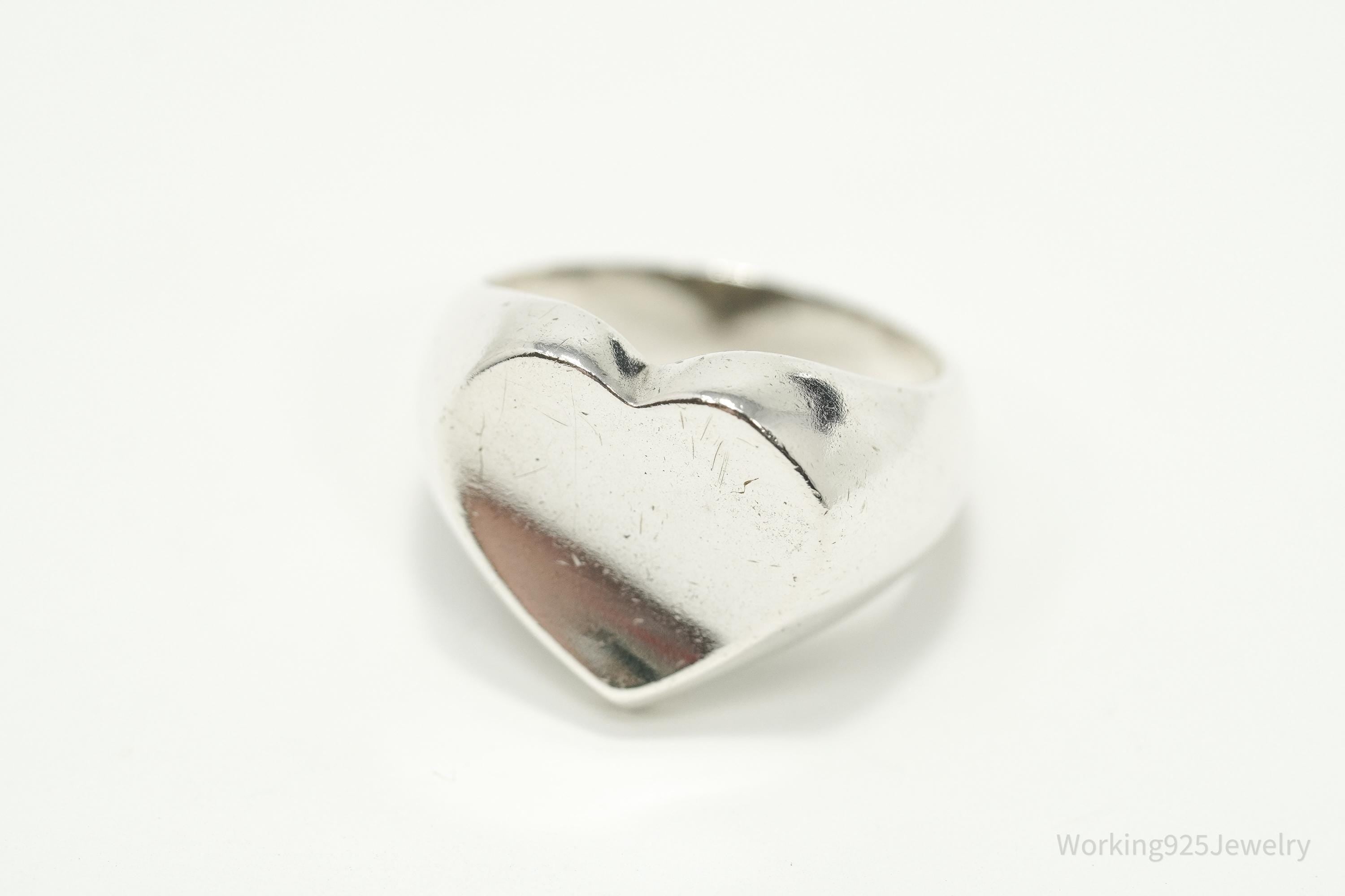 Vintage Heart Sterling Silver Ring - Size 8.75