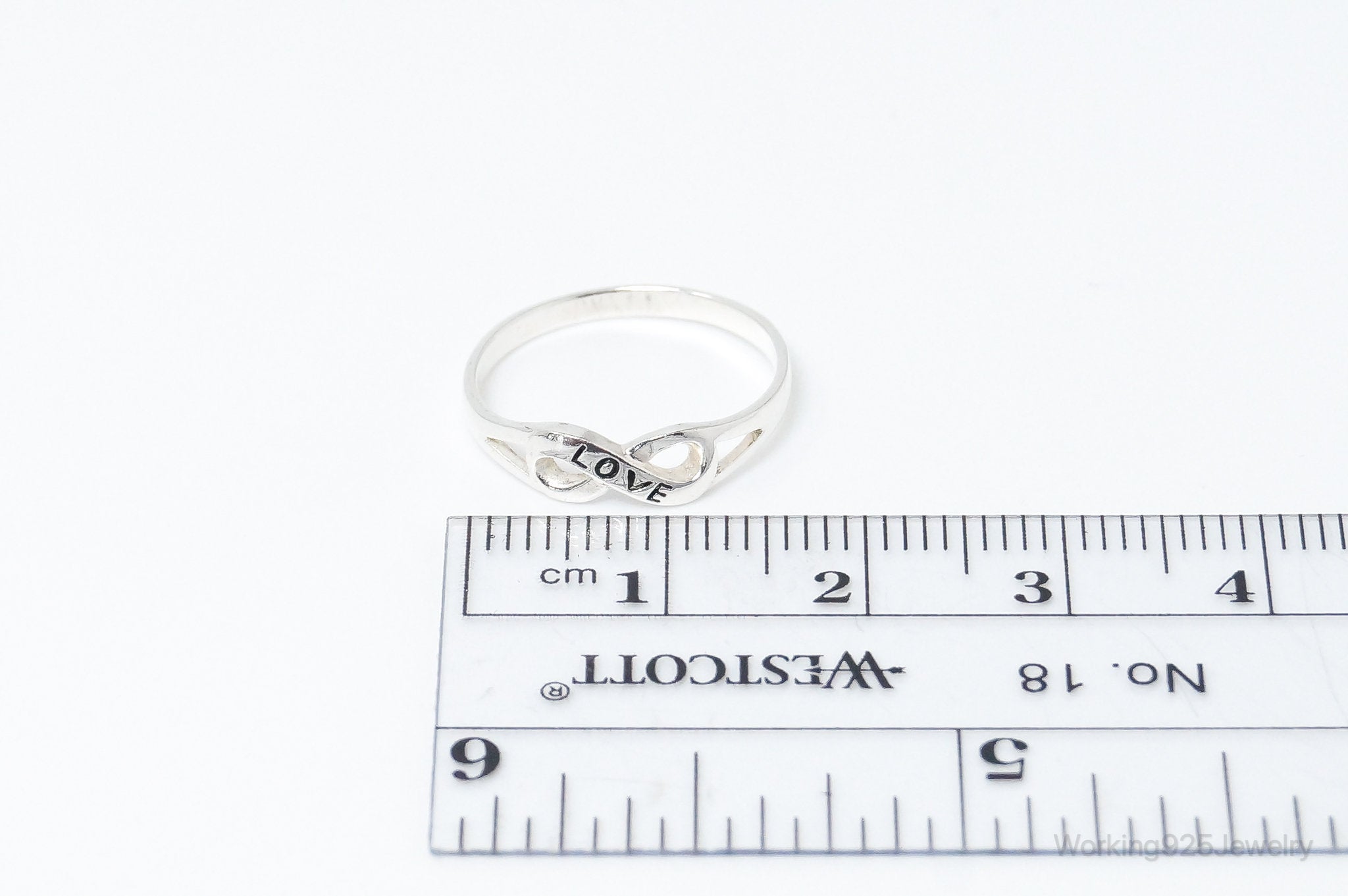 Vintage "Love" Infinity Sterling Silver Ring - SZ 4.75