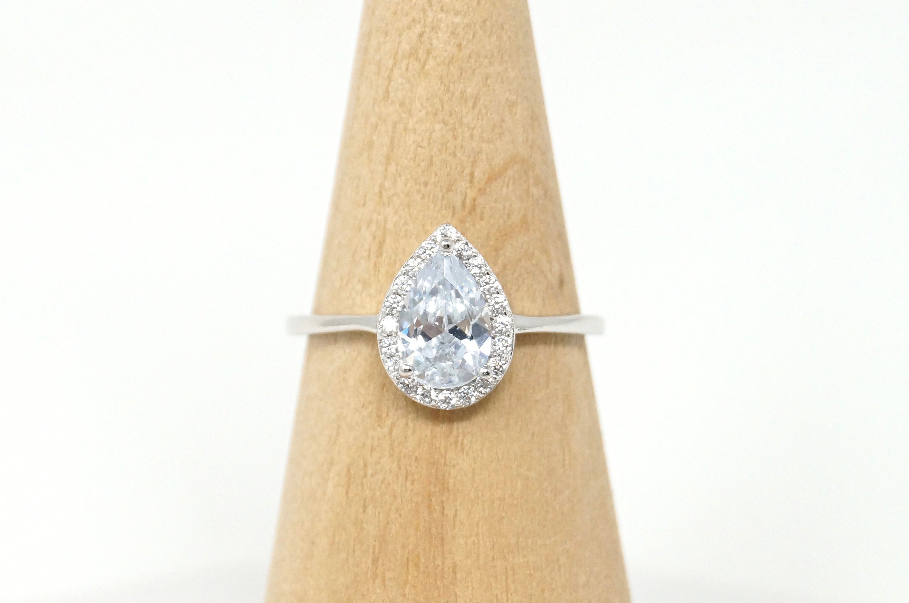 Vintage Art Deco Style CZ Large Statement Sweetheart Ring Sterling Silver Sz 9