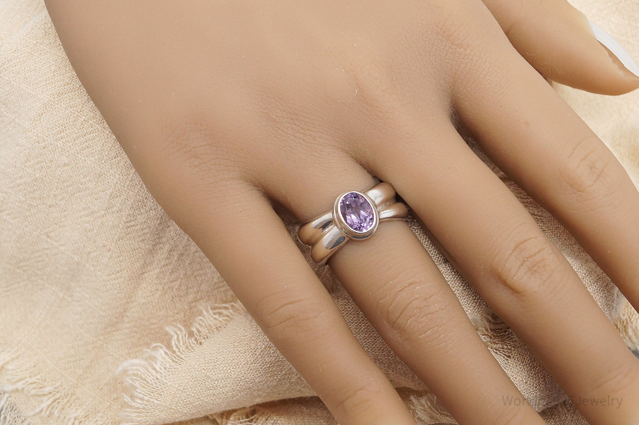 Vintage SARDA Amethyst Sterling Silver Ring - Size 7