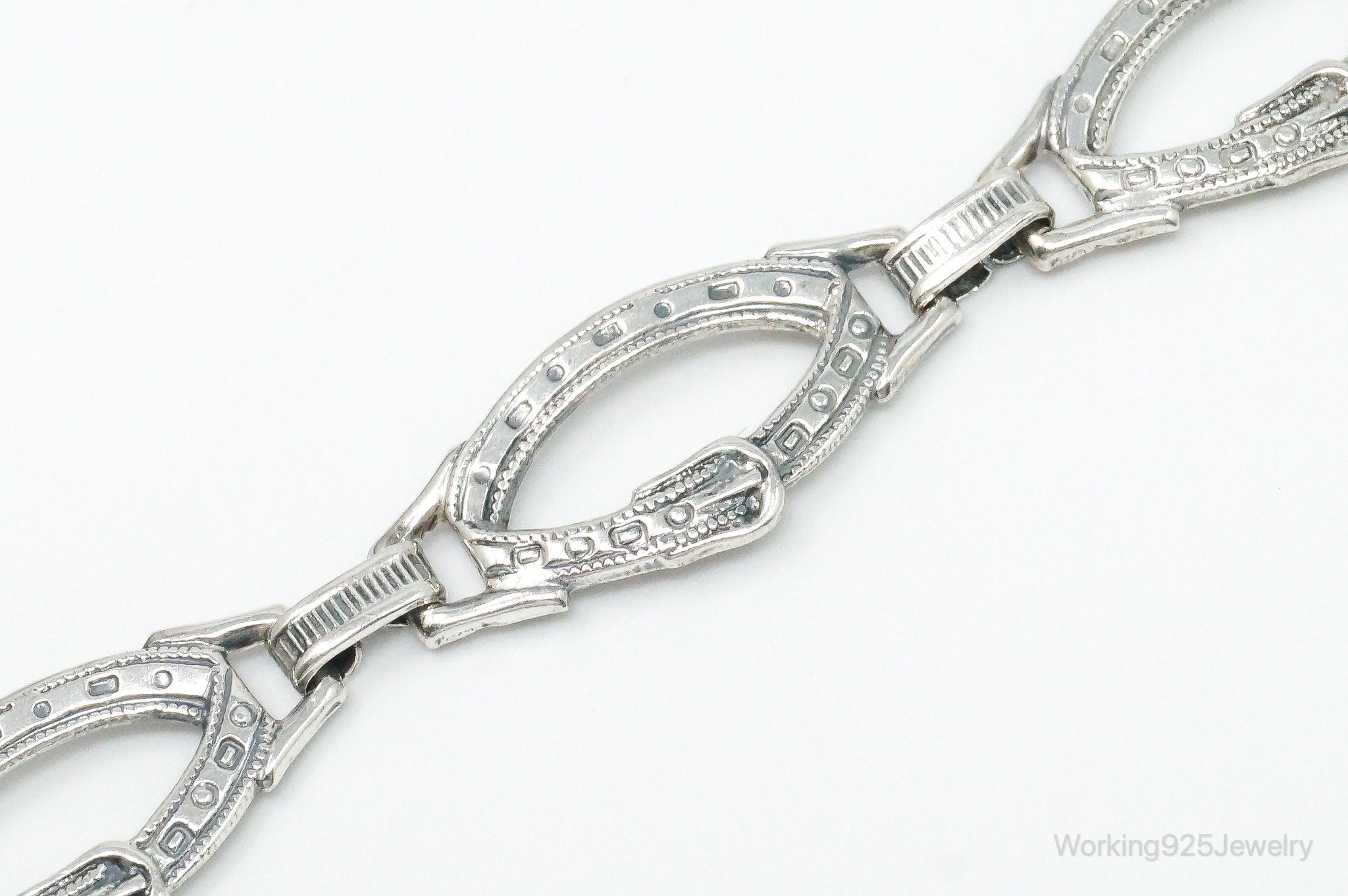 Vintage Southwestern Style Belt Sterling Silver Link Bracelet