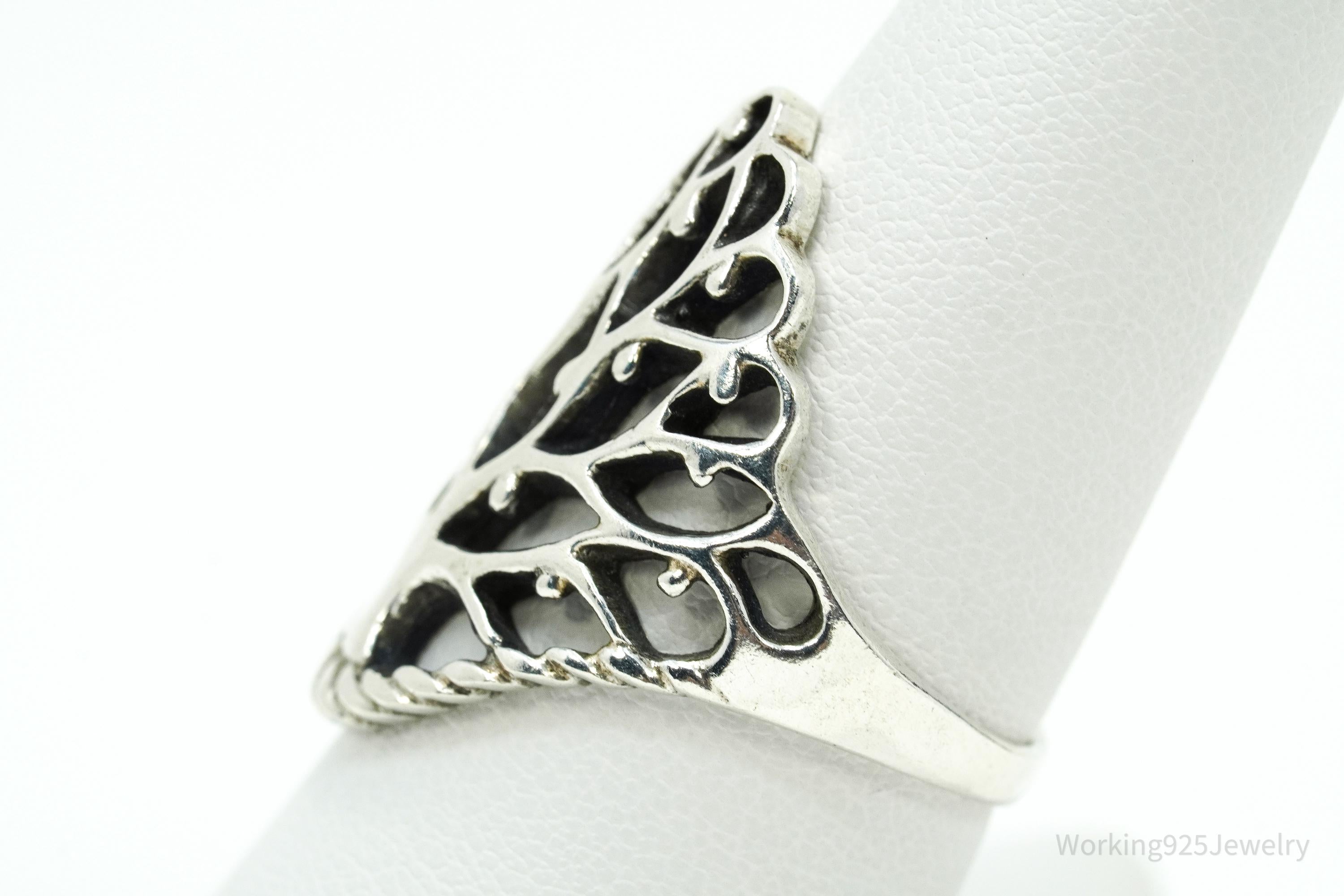 Vintage Tree Of Life Sterling Silver Ring - Size 8.25
