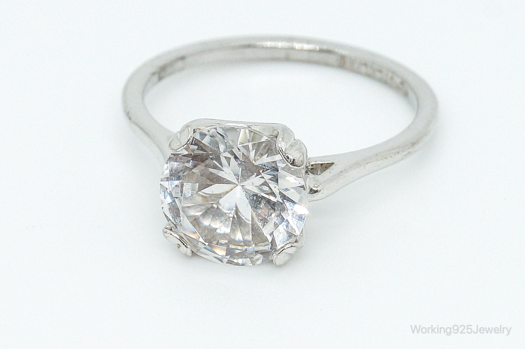 Vintage Cubic Zirconia Sterling Silver Ring - Size 10