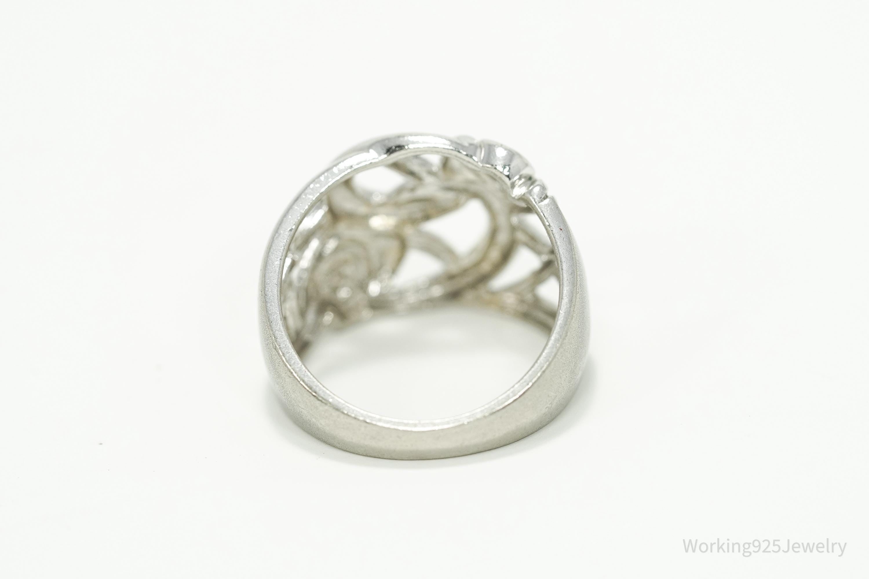 Vintage Ross Simons Art Deco Style Sterling Silver Band Ring - Size 7