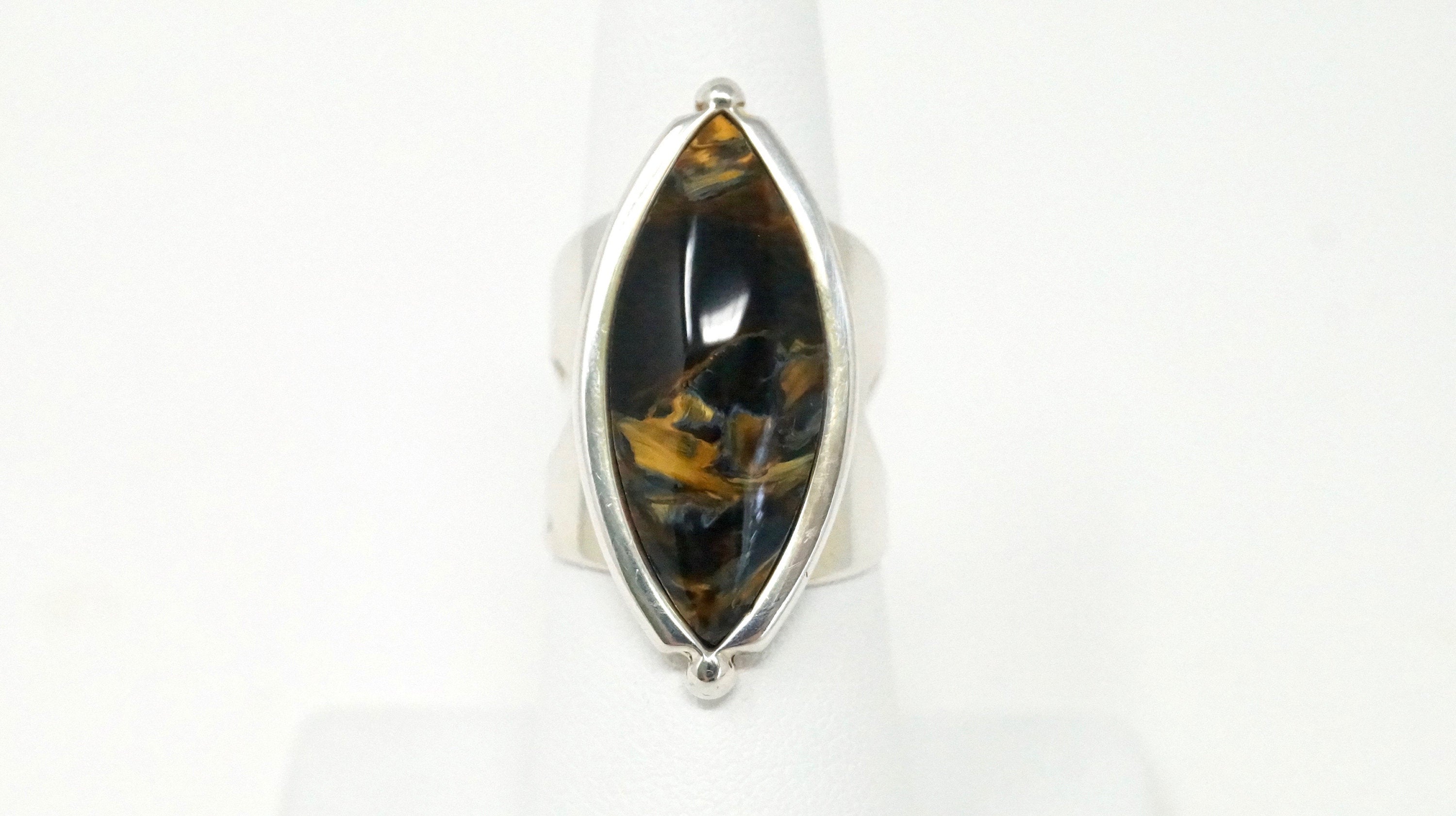 Vtg Designer Desert Rose Trading Co Tigers Eye Ring Sterling Silver Size 7.25