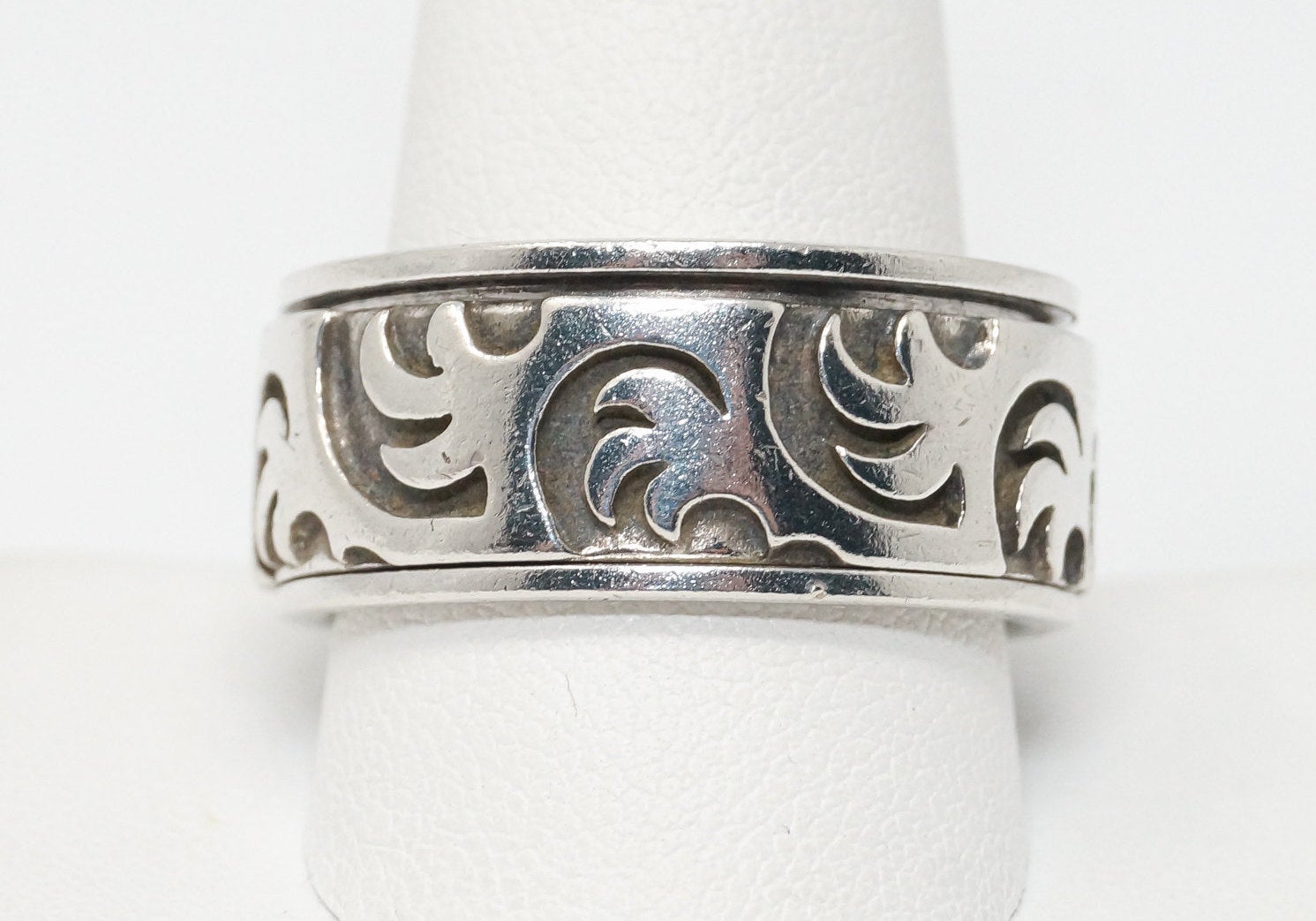 Vintage Sterling Silver Spinner Band Ring Sz 12.5