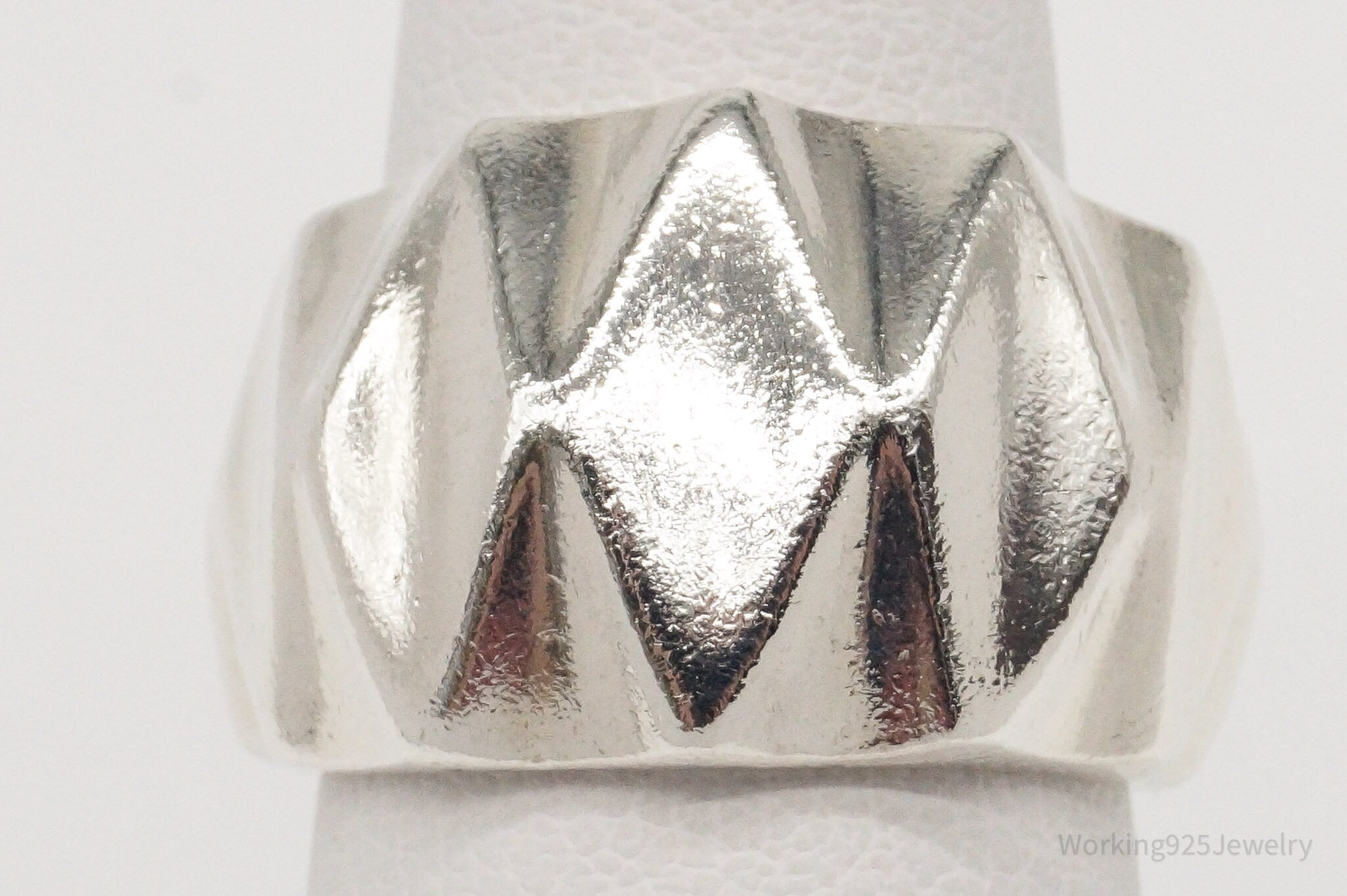 Vintage Modernist Puffy Style Sterling Silver Ring - Size 5