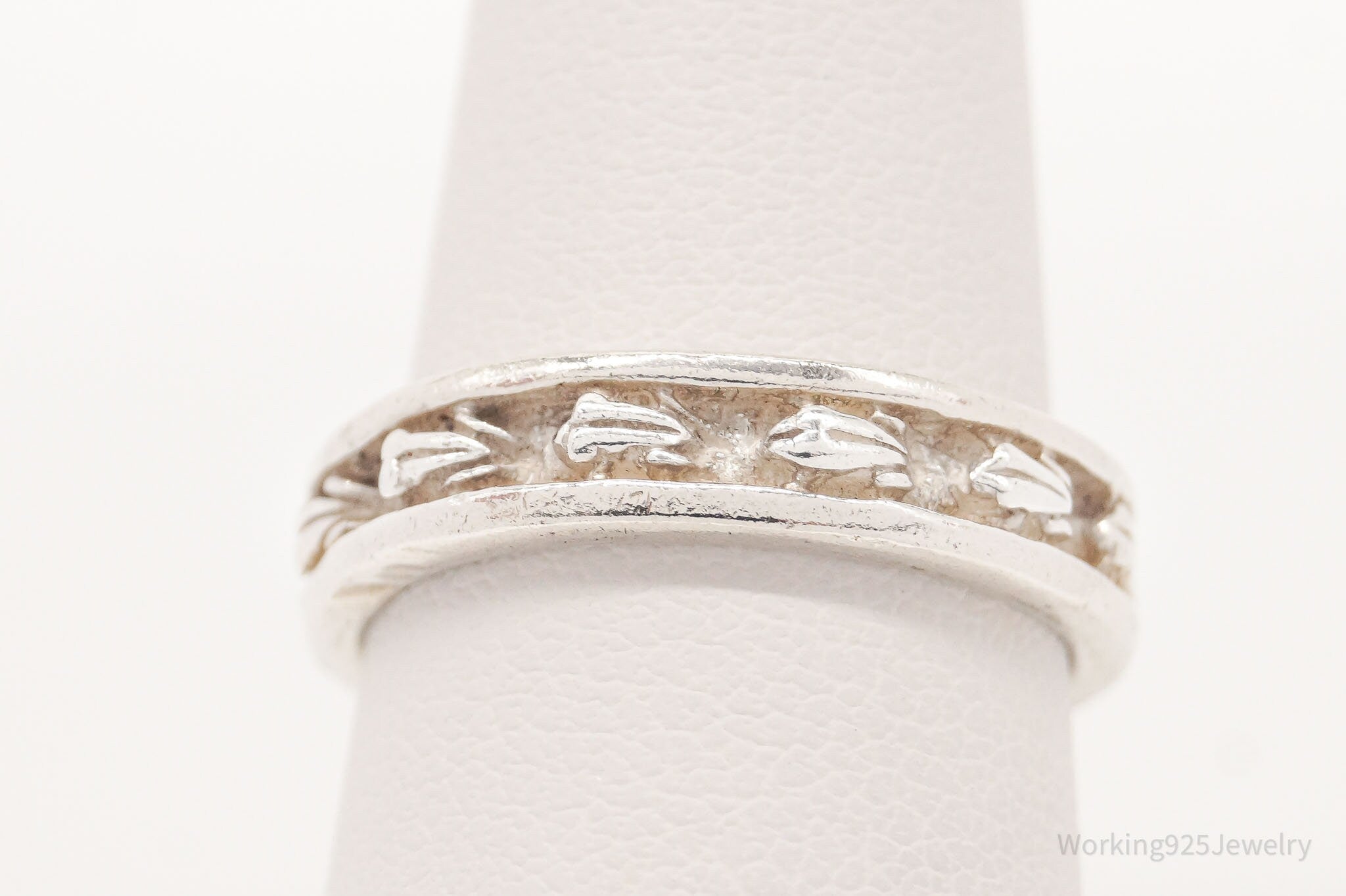 Vintage Frogs Sterling Silver Band Ring - Size 6.75