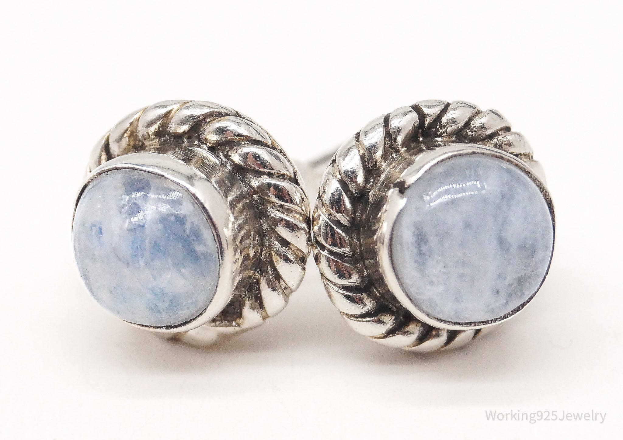 Vintage Moonstone Sterling Silver Stud Earrings