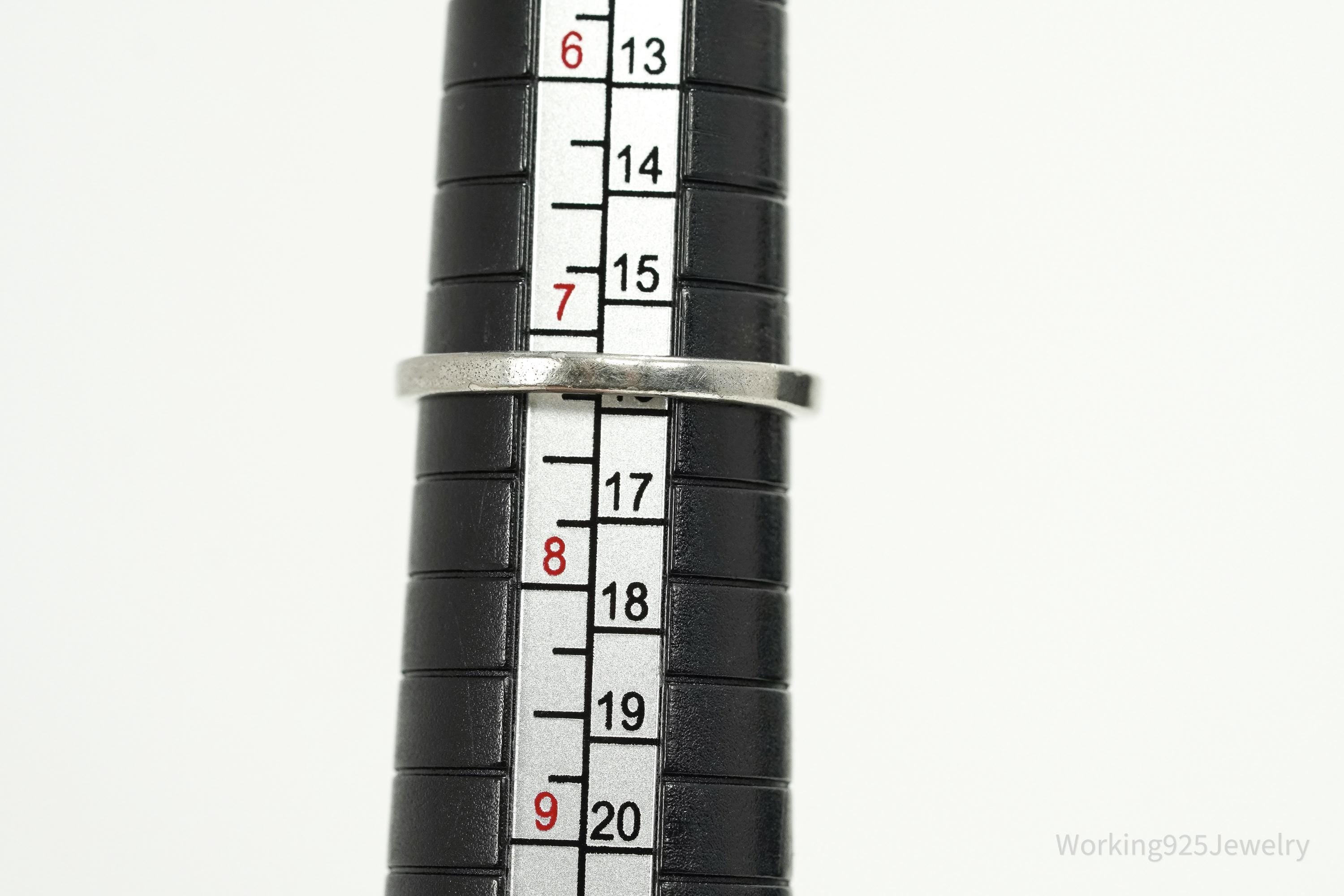 Vintage Large Light Blue Spinel Sterling Silver Rhodium Plated Ring - Size 7.25