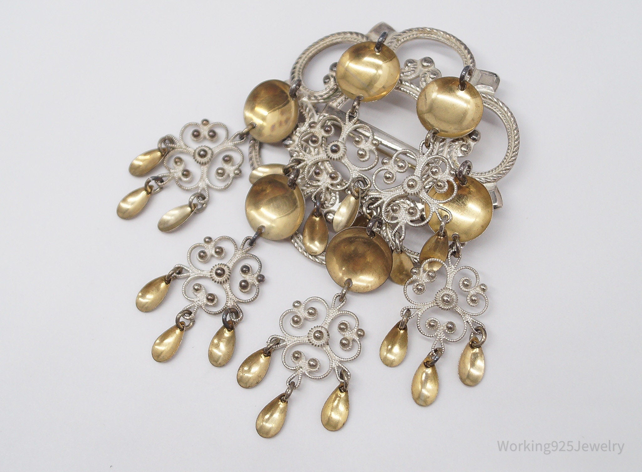 Large Vintage Norwegian Ivar T Holth Solje Modernist 830S Silver Brooch Pin